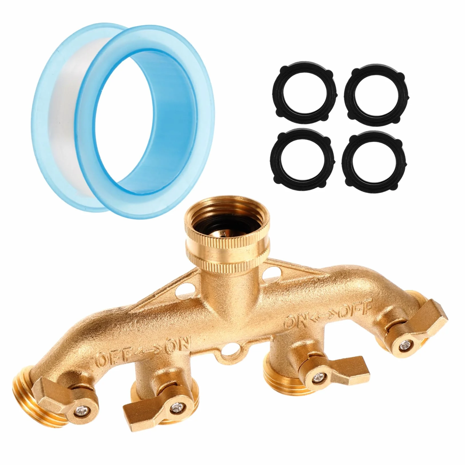 SHINEOFI Divisor de Manguera de 4 Vías Conexión de Agua, Adaptador de Conector para Riego de Jardín, Sistema de Manguera y Lavado de Automóvil