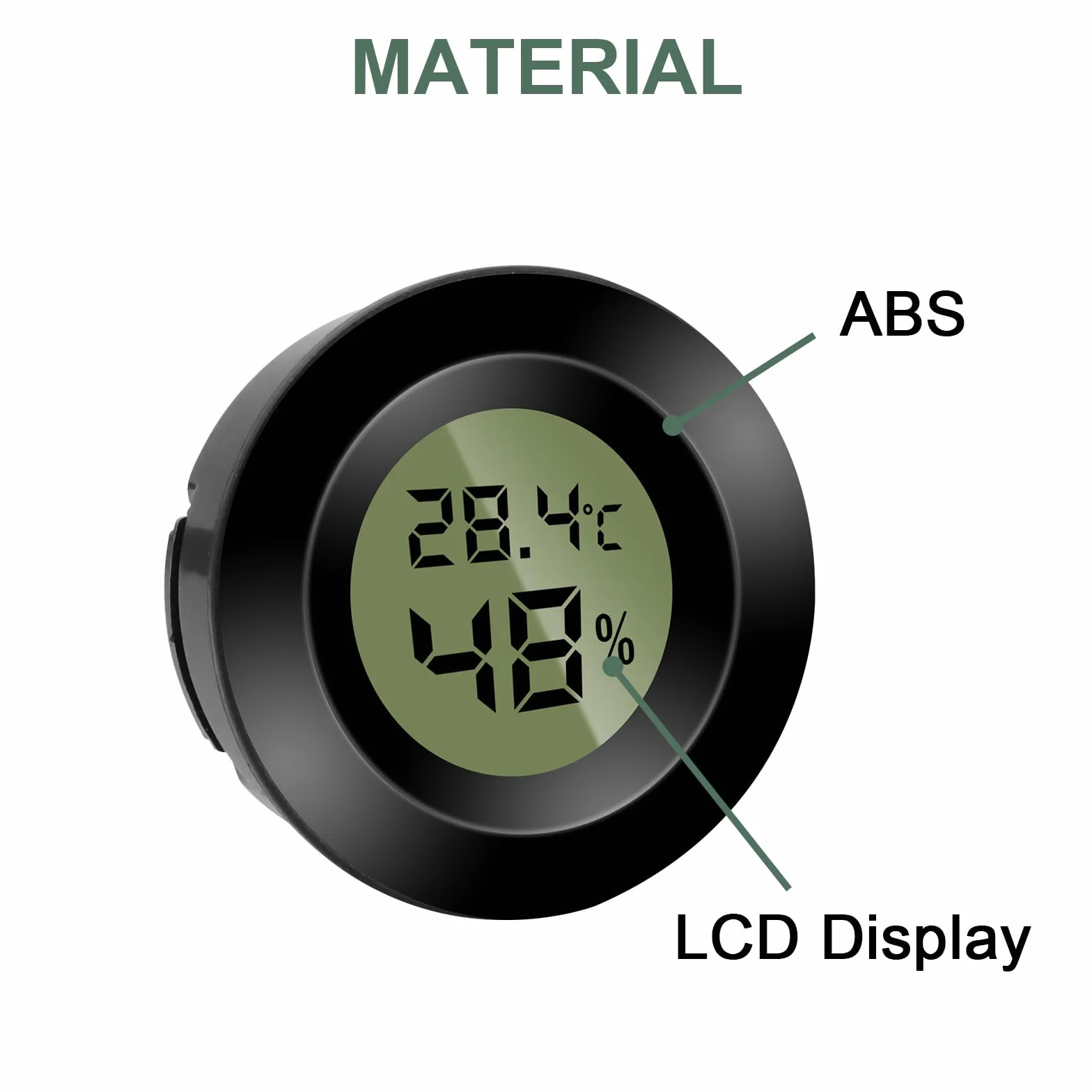 Mini termómetro digital LCD para interiores, higrómetro con monitor de temperatura y humedad, negro