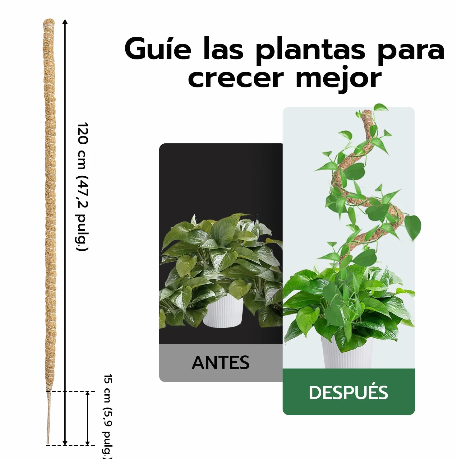 Mcbazel Tutor Plantas Trepadoras 120 cm Soporte Planta Coco Plegable 7 mm