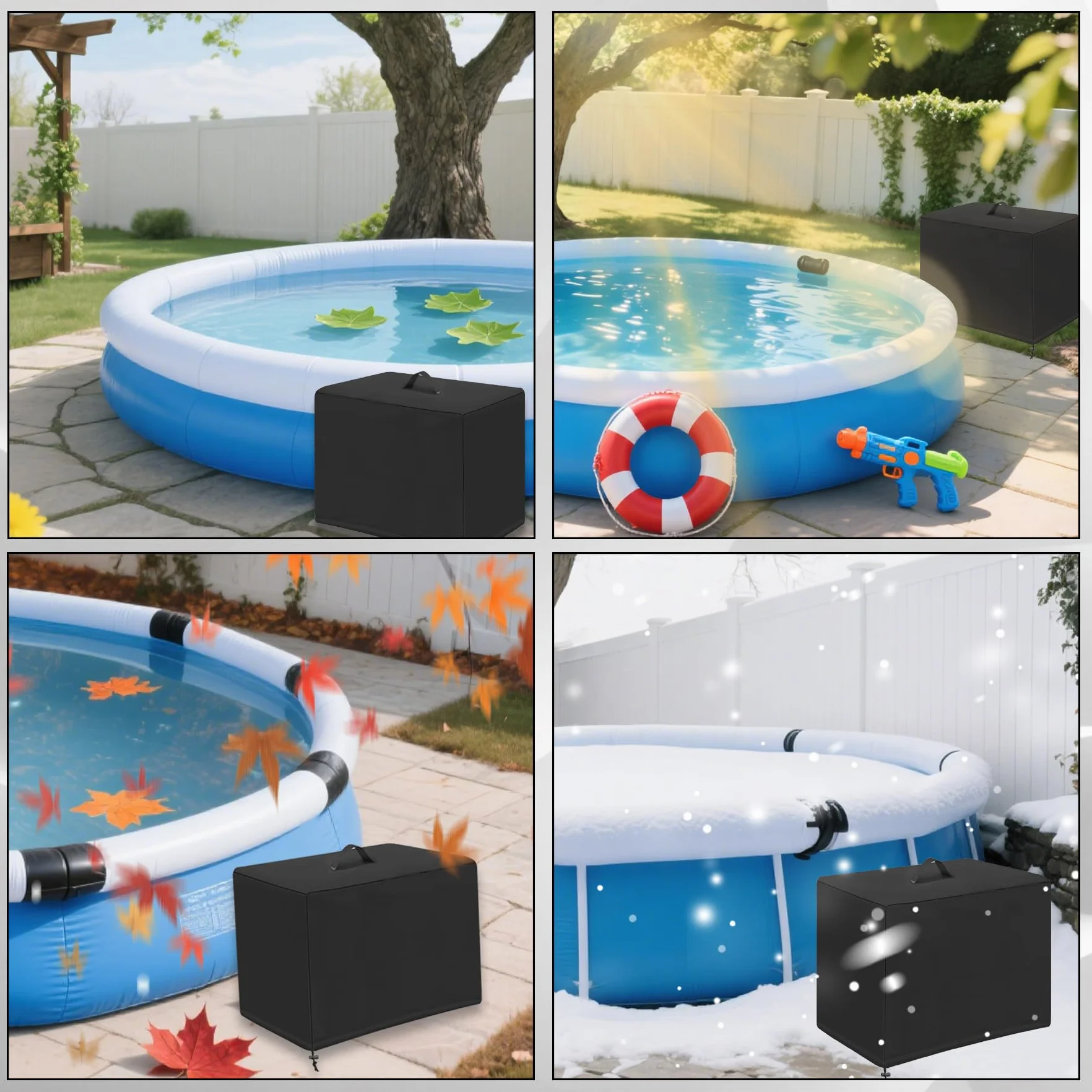 TZEKING Cubierta Impermeable para Bomba de Piscina INTEX Filtro, 84 x 61 x 86 cm