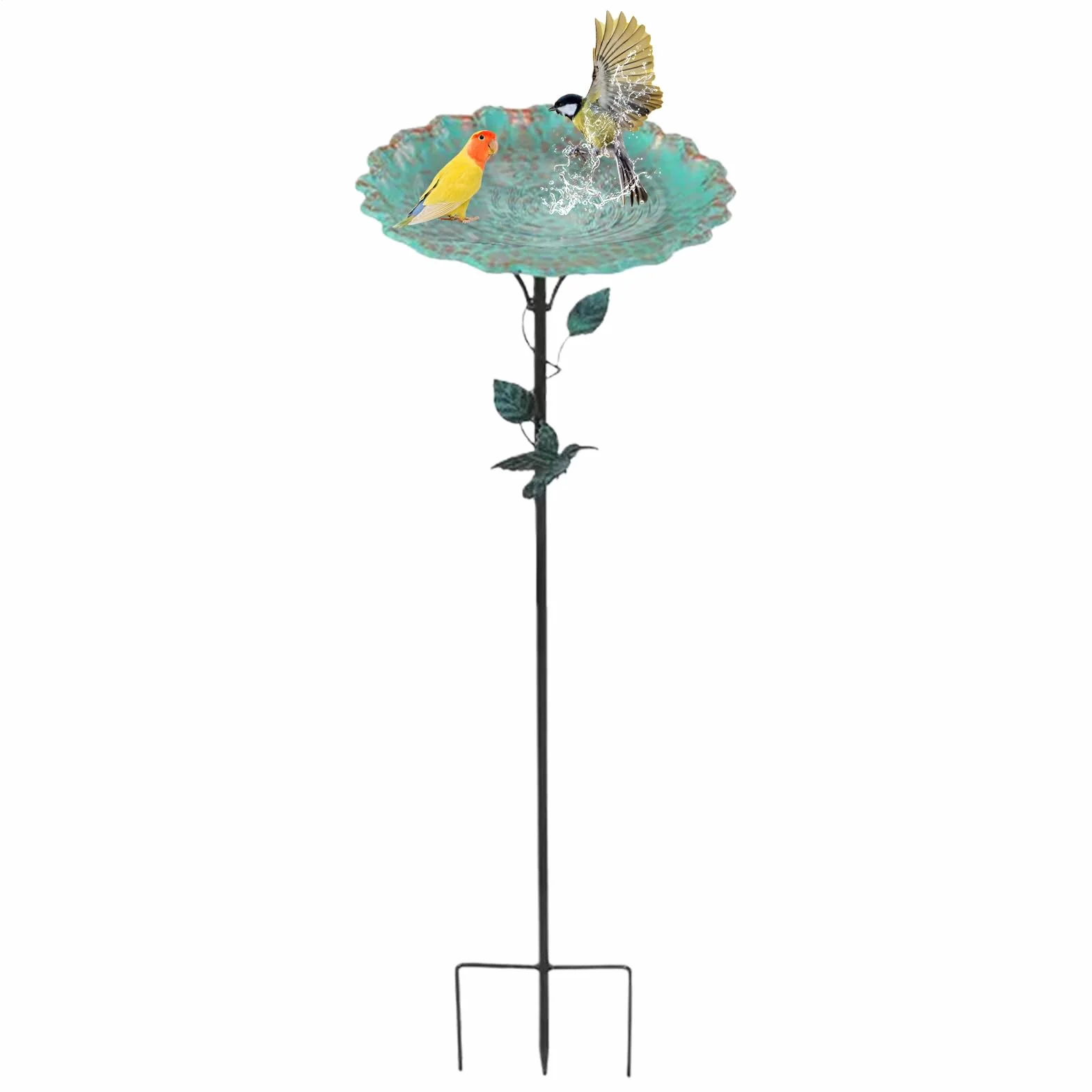 Bebedero para Pájaros de Metal con Soporte Estable y Resistente a la Corrosión para Decoración de Patio