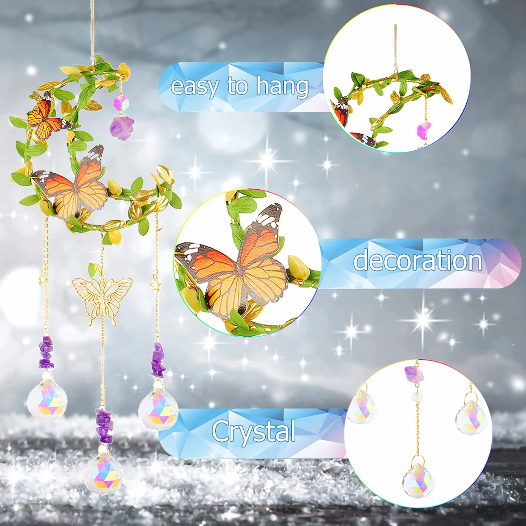 Atrapasoles Cristal Luna Suncatcher Colgante Ventana Jardín