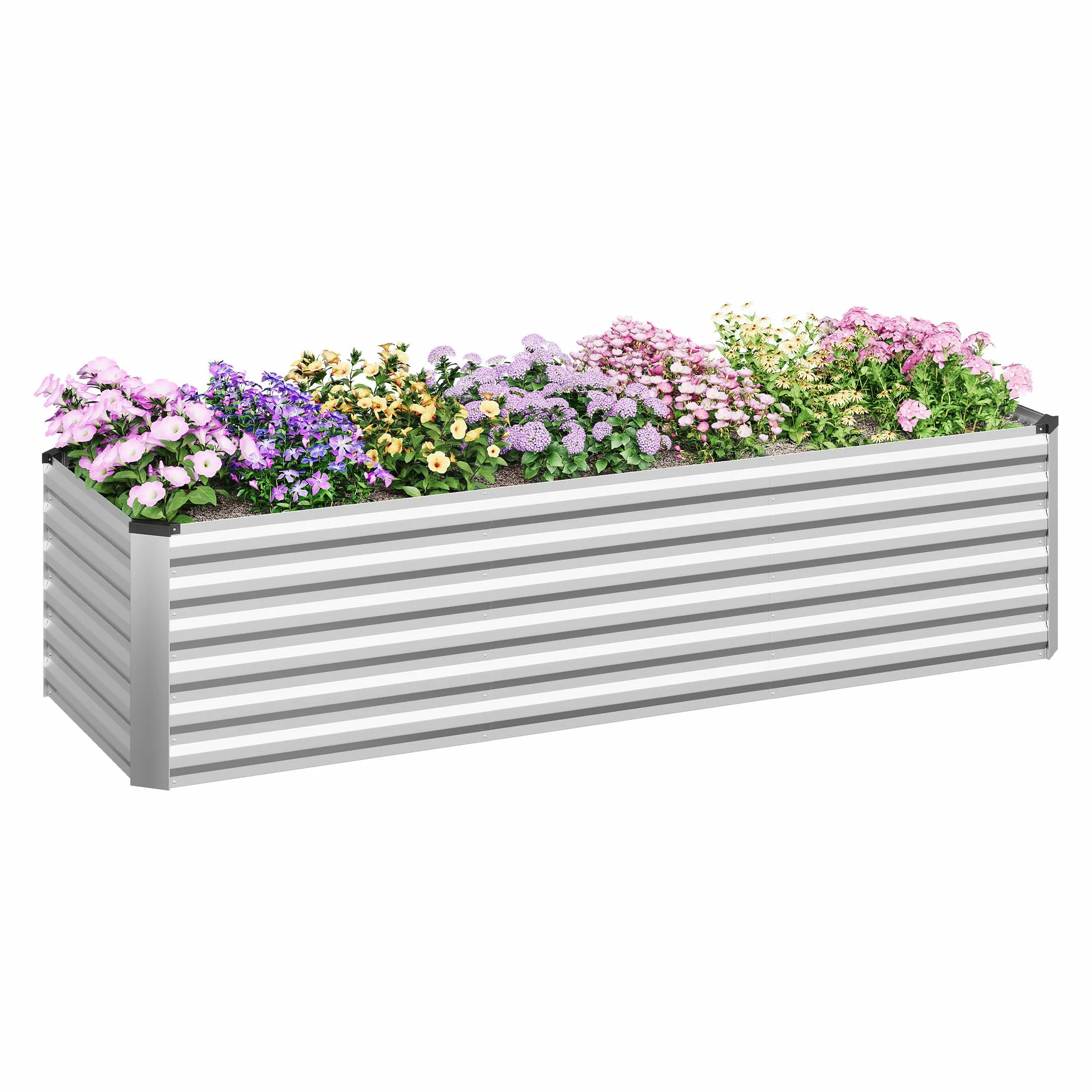 WOLTU Huerto Urbano de Metal, Jardinera Exterior para Verduras, Frutas y Flores, Bancal Huerto para Jardín, Patio y Terraza, 238x80x56cm, Plateado