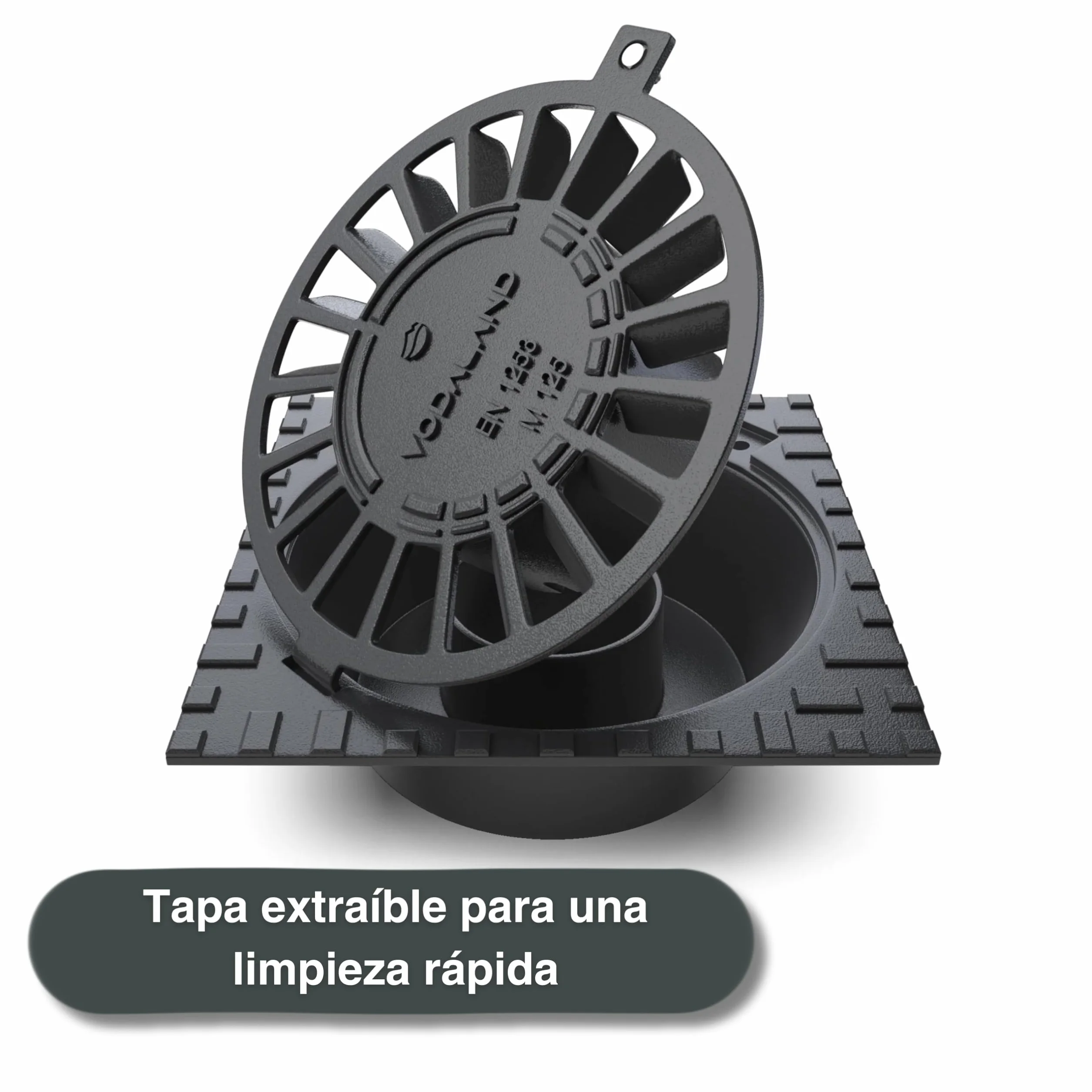 Vodaland Sumidero Sifónico de Fundición Dúctil Clase Carga M125 Drenaje Exterior 250x250mm Ø110