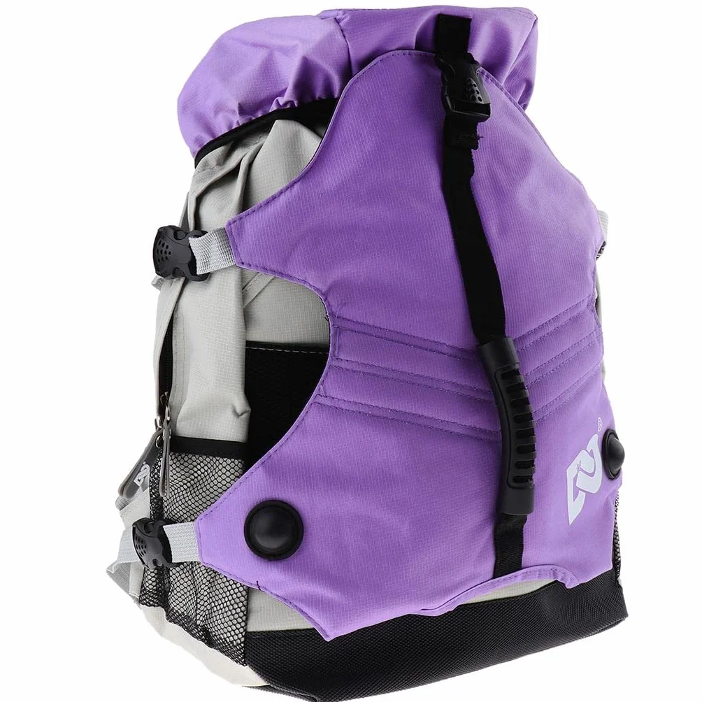 Perfk Mochila para Patines de Ruedas, Multibolsillos, Púrpura