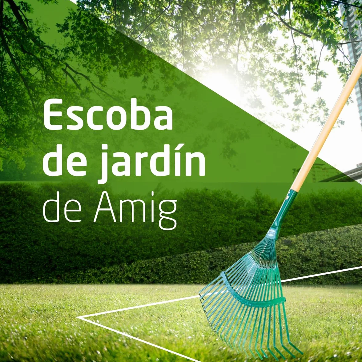 Amig Escoba de Jardín Acero Rastrillo 22 Púas Planas Metálicas 400 mm