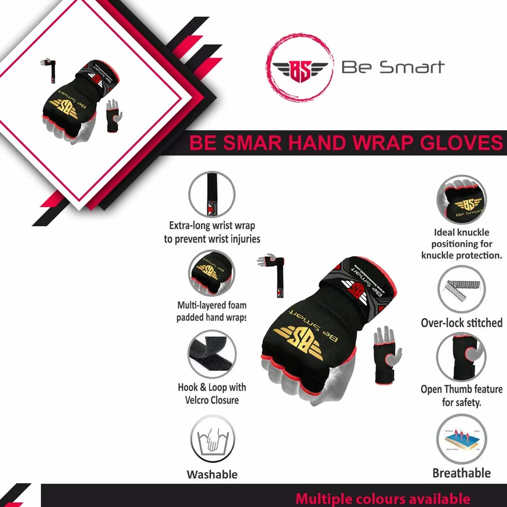 BeSmart Envolturas de mano interiores guantes boxeo puño acolchado vendajes MMA Muay Thai