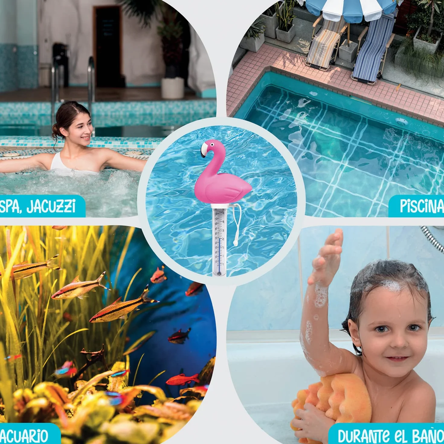 Termometro Piscina Flotante con Cuerda Resistente para Piscinas Estanque SPA