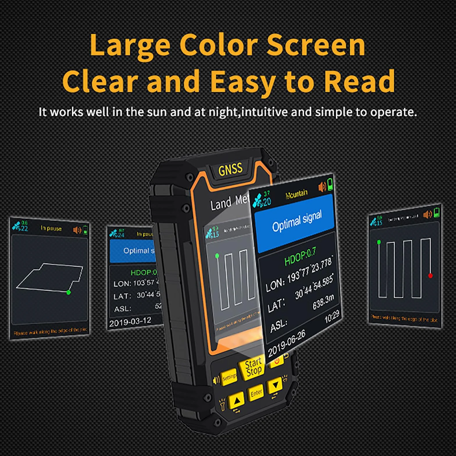 Medidor Terrestre GPS Equipo Topográfico con Pantalla LCD 2,8'' Chip Receptor GNSS Recargable