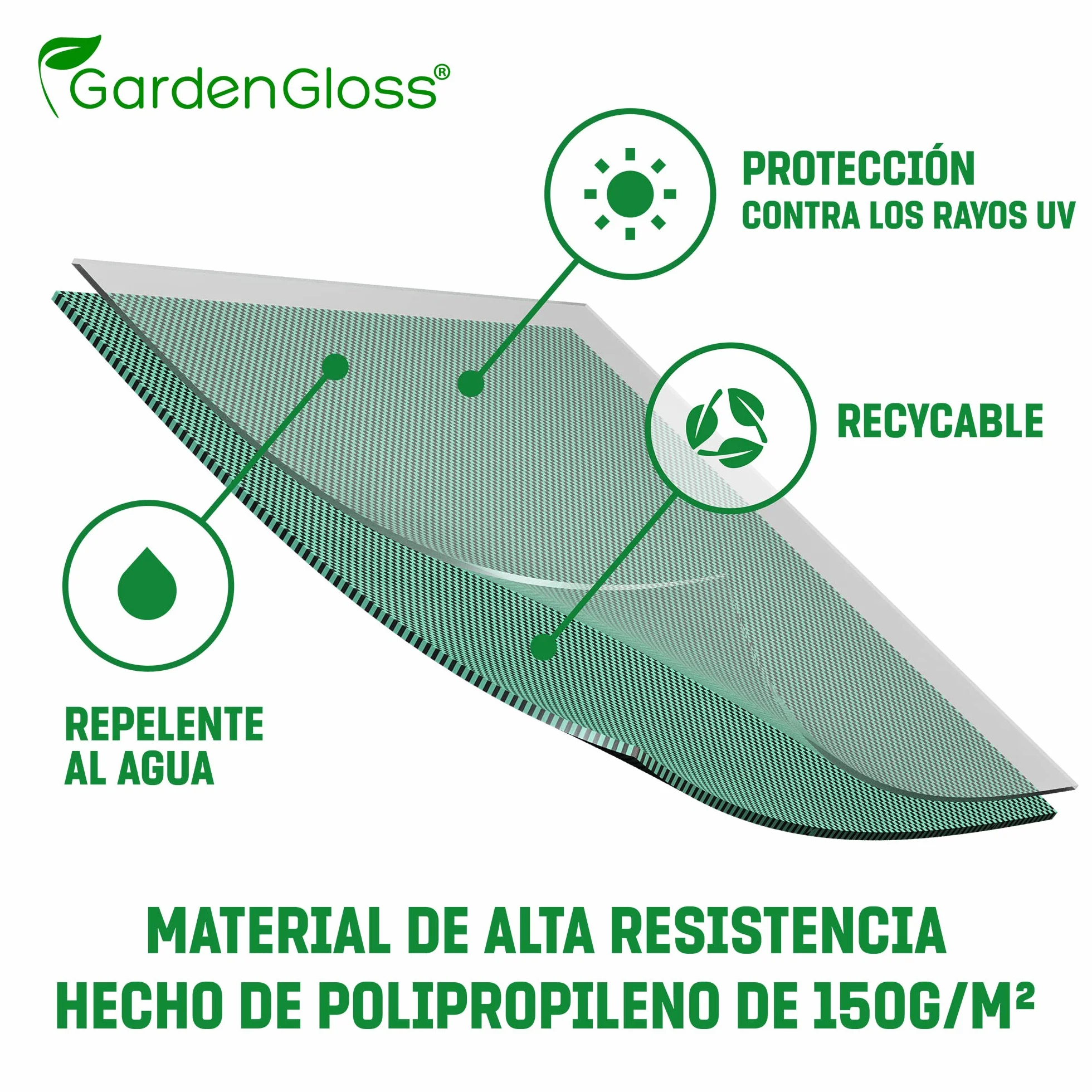 GardenGloss Bolsa de Basura de Jardín 272L con Asas Repelente al Agua UV
