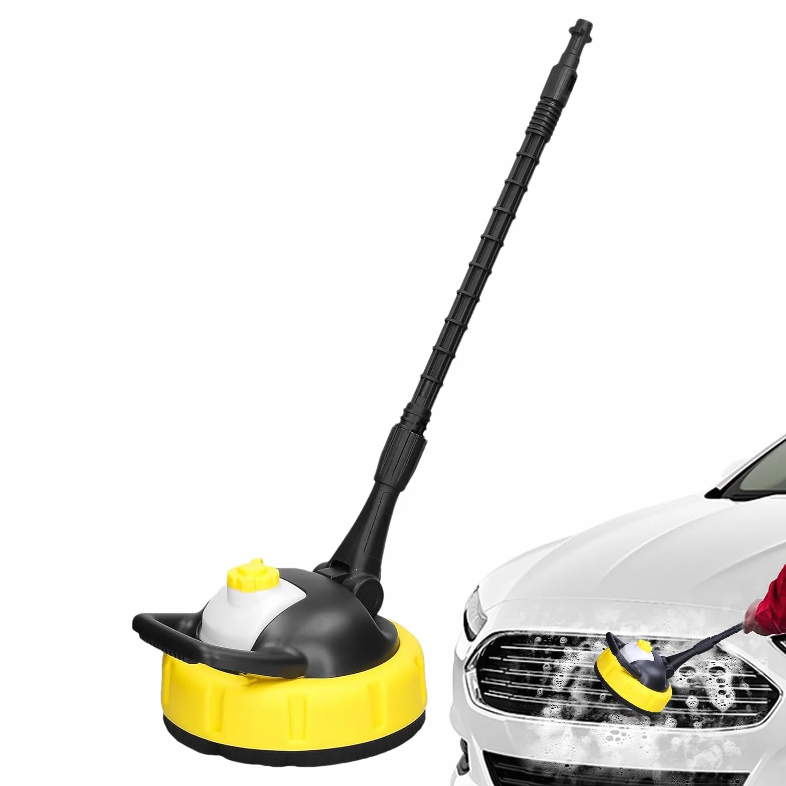Limpiador Apariencia Presión – Diámetro 28 cm ABS Rotativo, Cepillo Rurar | Alta Presión Lavado, Herramienta Limpieza Terraza Acera, Accesorio Mango Largo Patio | Solución para Entrada