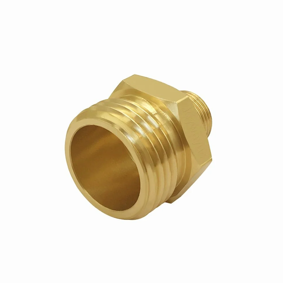 Joywayus 2 adaptadores de rosca macho de compresión de 3/4 GHT a 3/8, conector de grifo reductor de latón, adaptador de manguera de agua, adaptador de línea de suministro a manguera de jardín para