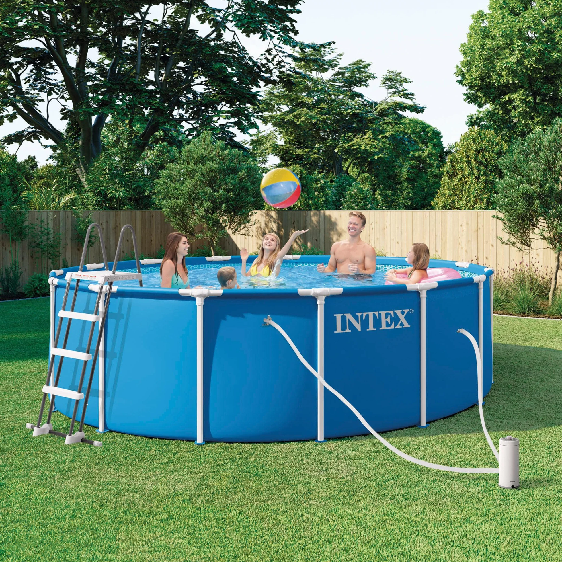 Intex Piscina Desmontable Metal Frame D457x122 cm 16.805 litros Escalera Tapiz Cobertor Depuradora Cartucho Ø32 mm