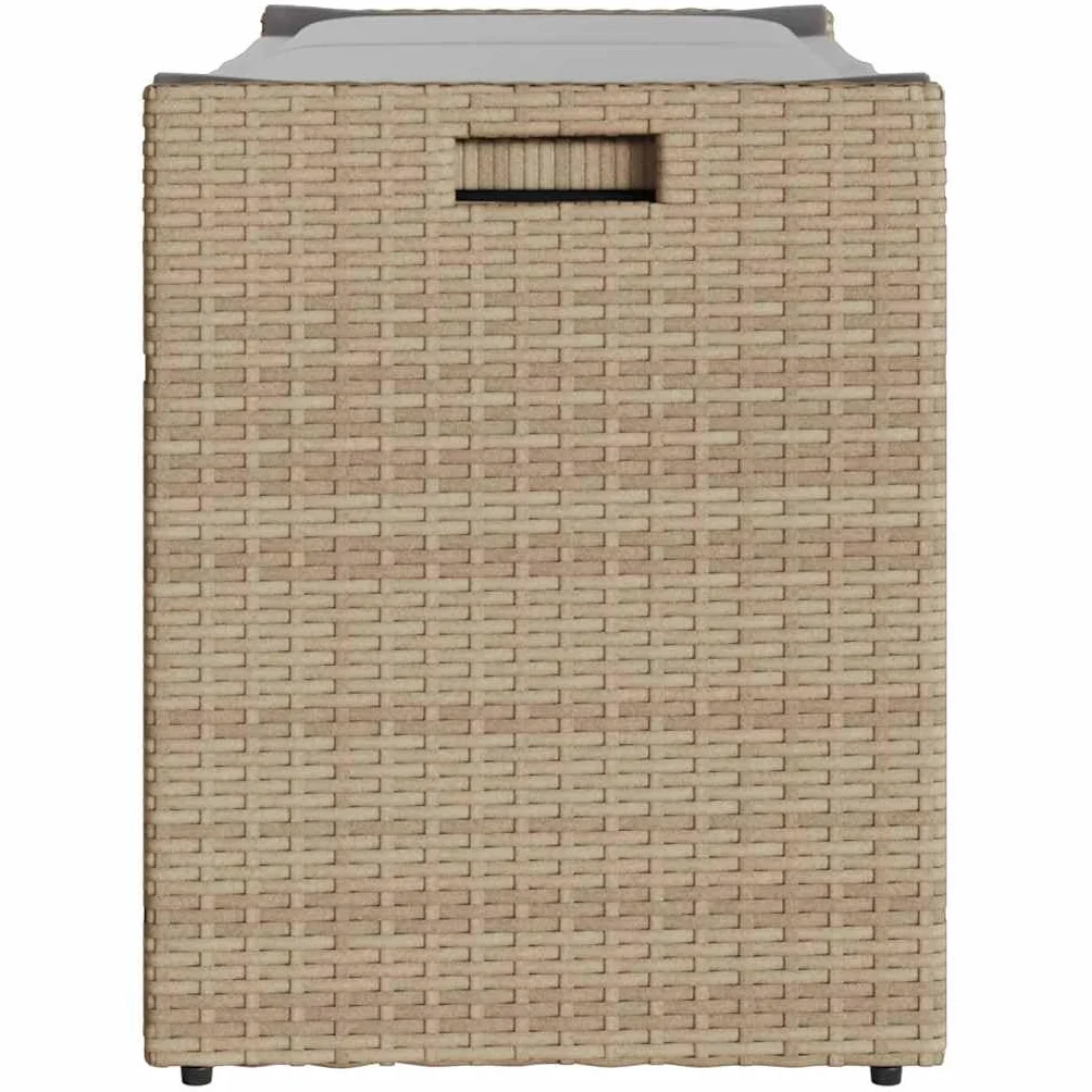 vidaXL Banco de almacenaje con cojín Beige 100 cm ratán sintético