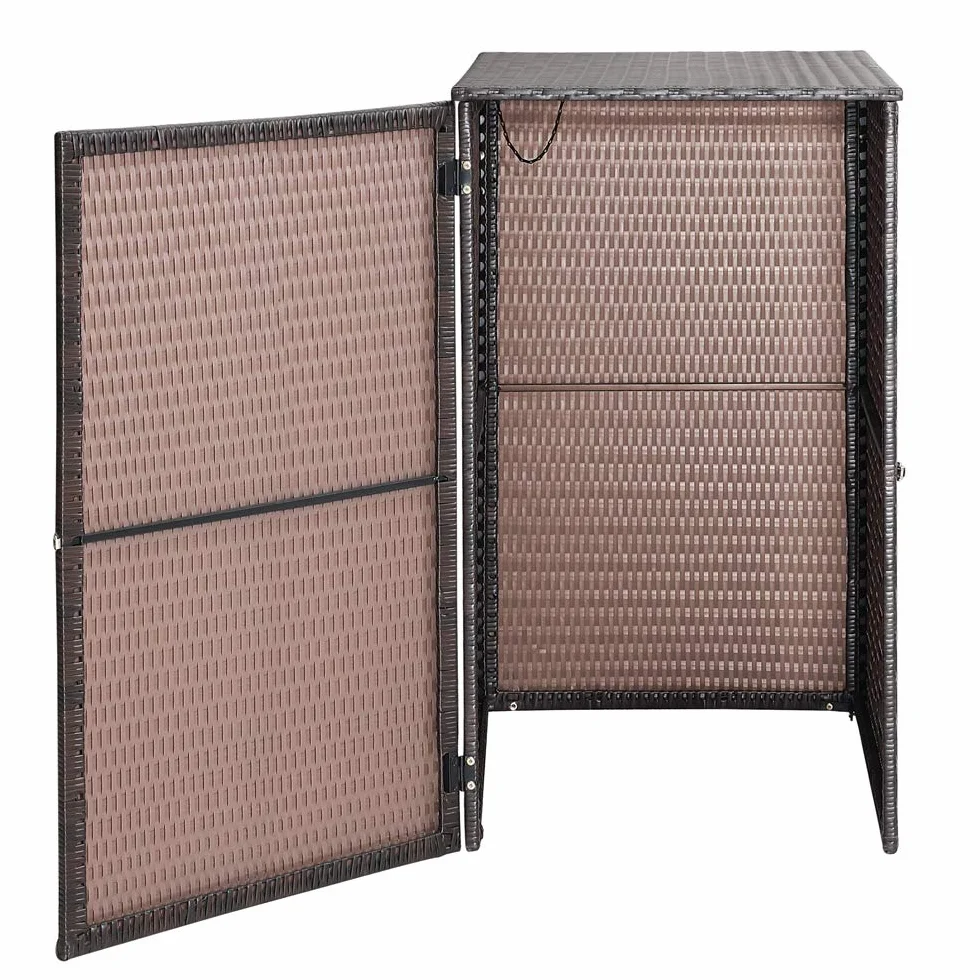 Casaria Cobertizo para Contenedor de Basura 240L Poliratán 115x65x80cm Marrón Exterior