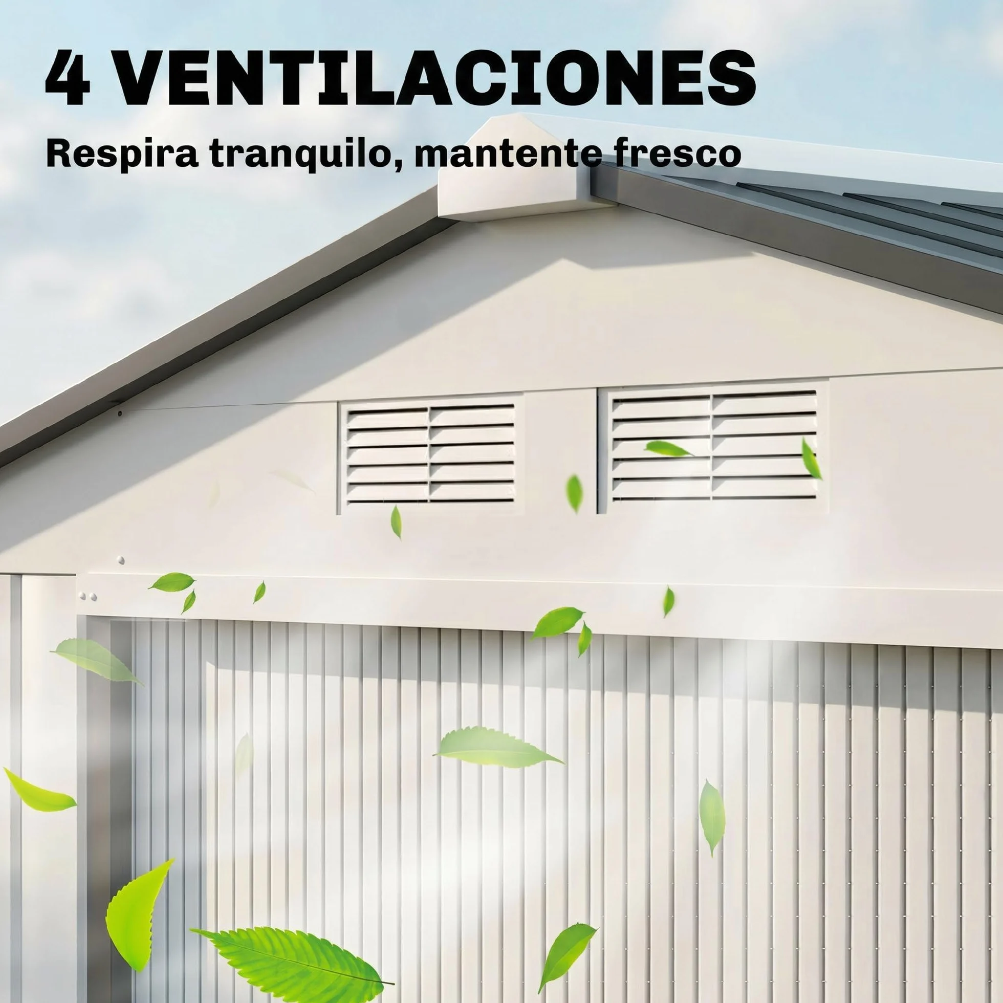 Outsunny Caseta de Jardín Exterior 2,5 m² Metálico con 2 Puertas Correderas y 4 Ventanas Blanco