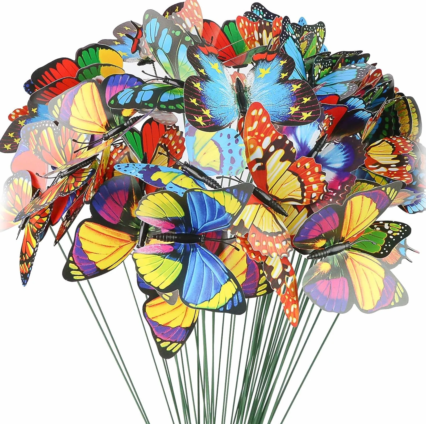 Estacas de Mariposas de Jardín 9CM PVC 3D Impermeables Decoración Exteriores Patio