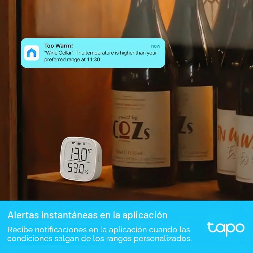 Tapo Termómetro inteligente WiFi higrómetro pantalla LCD batería incluida Alexa Google