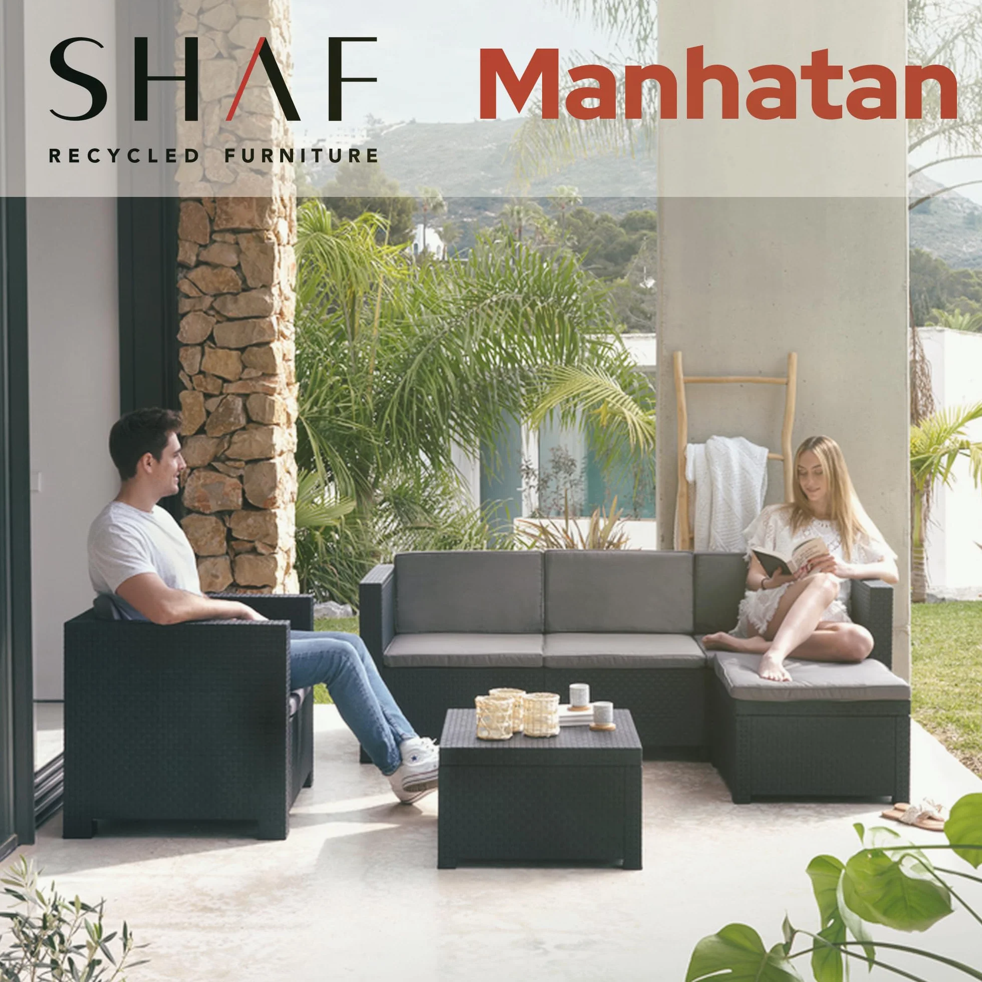 Set Muebles de Salon Exterior 5 Plazas SP Berner Manhattan Grafito
