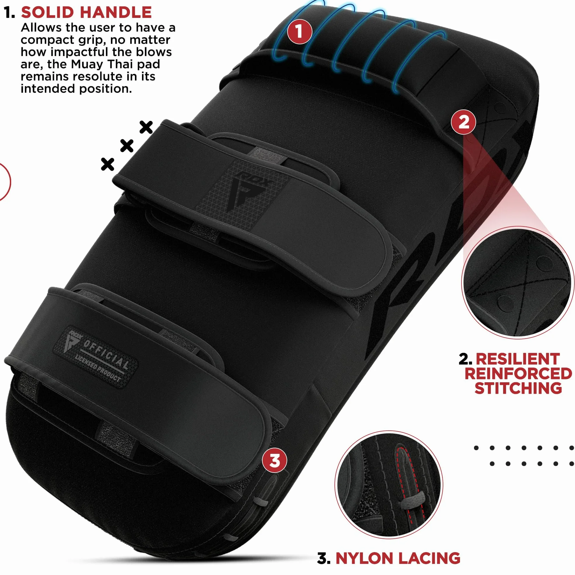 RDX Thai Pads Muay Thai Kick Boxing Training Pad, Maya Hide Cuero Boxeo Almohadilla, Escudo Manoplas MMA Kicking Sparring Artes Marciales Taekwondo