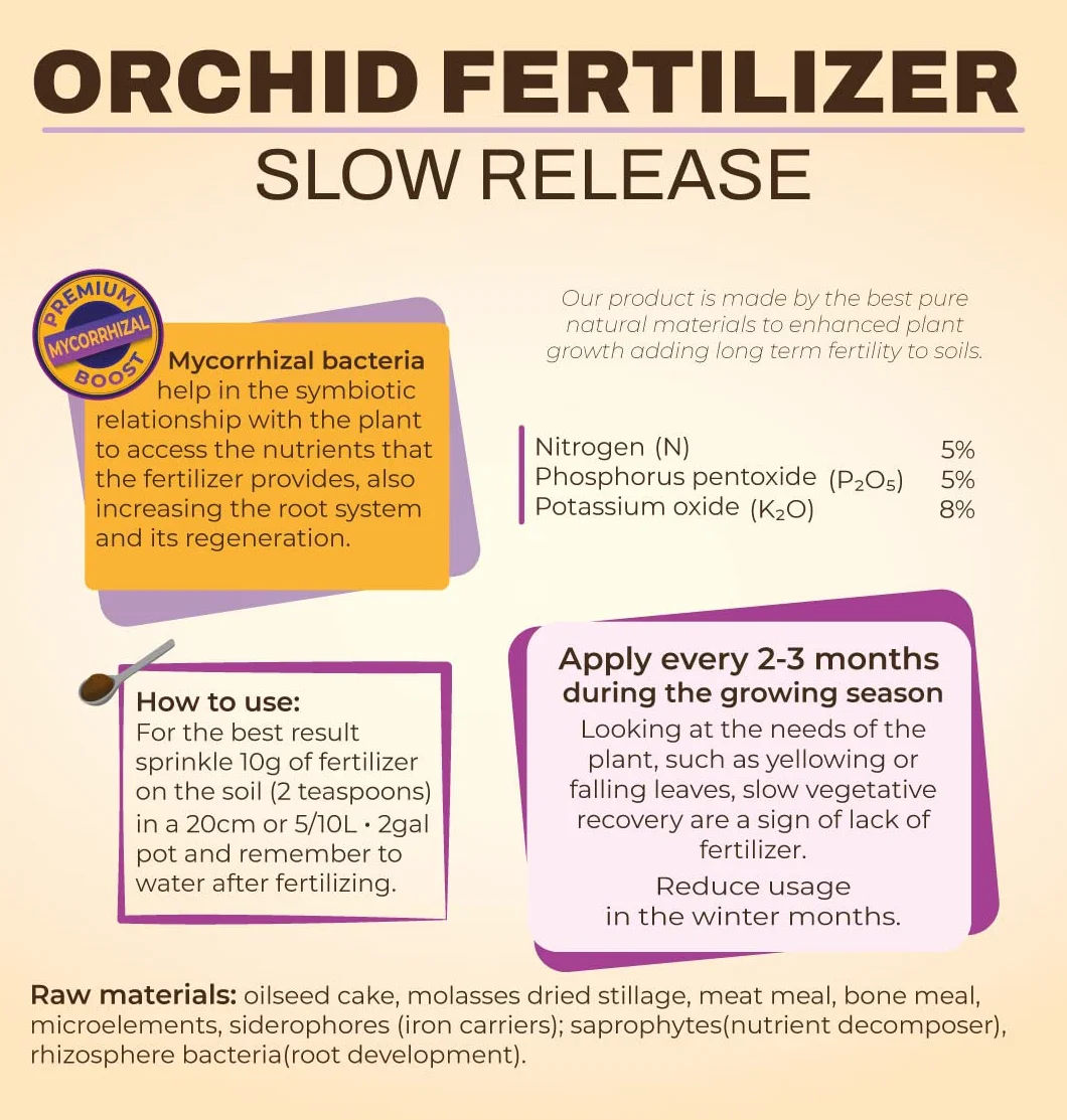 Fertilizante Natural para Orquídeas, Liberación Lenta, 150g
