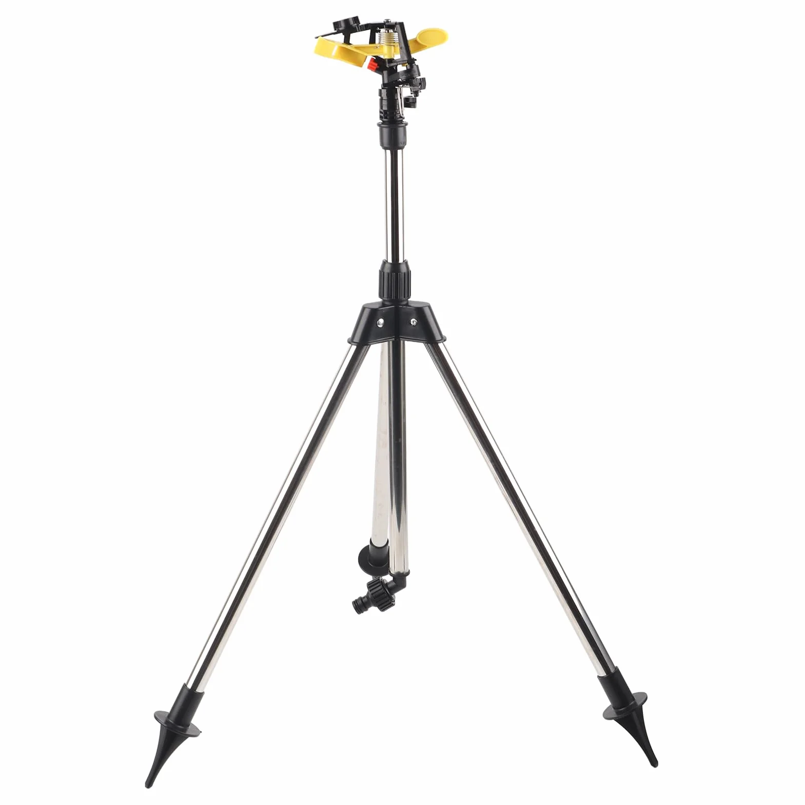 Herramienta de riego por Agua con trípode de Acero Inoxidable, automático de aspersión Ajustable, rociador Giratorio de 360 Grados para jardín y césped con Boquilla