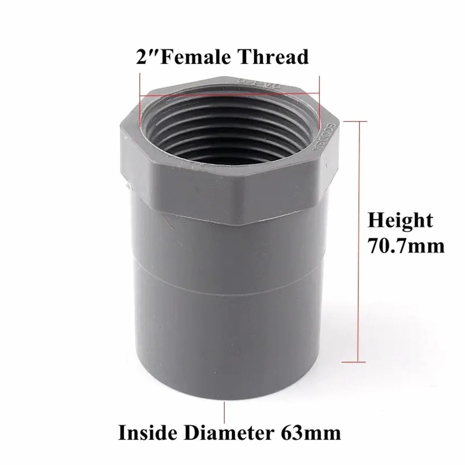 Conector recto de hilo femenino PVC 1/2"-20mm a 2"-63mm para riego jardín tanque peces 5 piezas