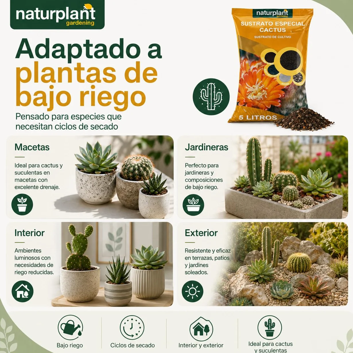 Sustrato Especial para Cactus 5 litros Naturplant
