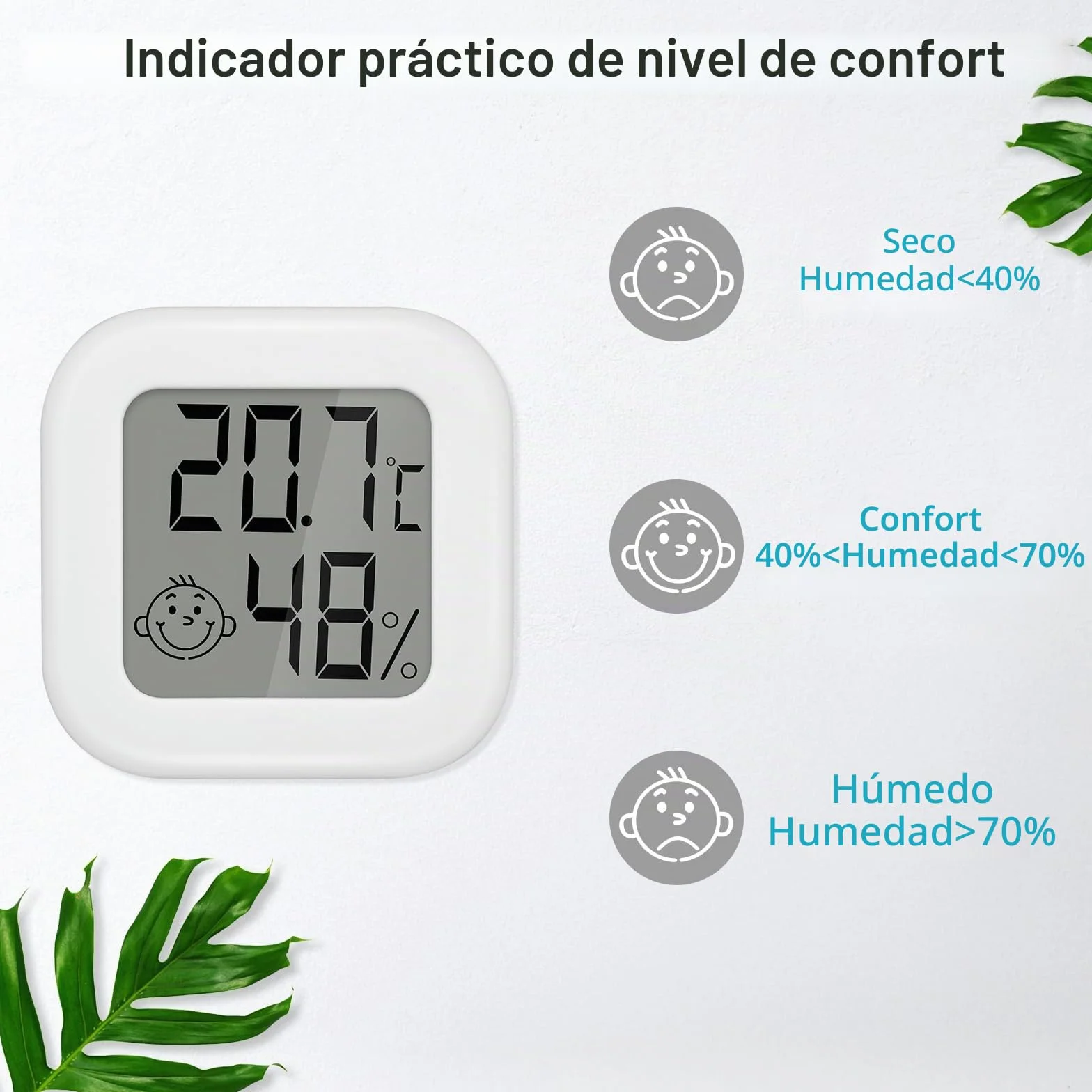 Mini Termómetro Higrómetro Digital 4 Piezas Termohigrómetro de Interior Medidor de Temperatura y Humedad