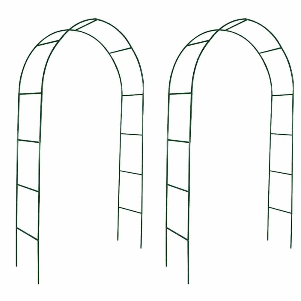 vidaXL 2X Arco de Rosas y Plantas Enredaderas de Jardín Hierro Verde Ocuro