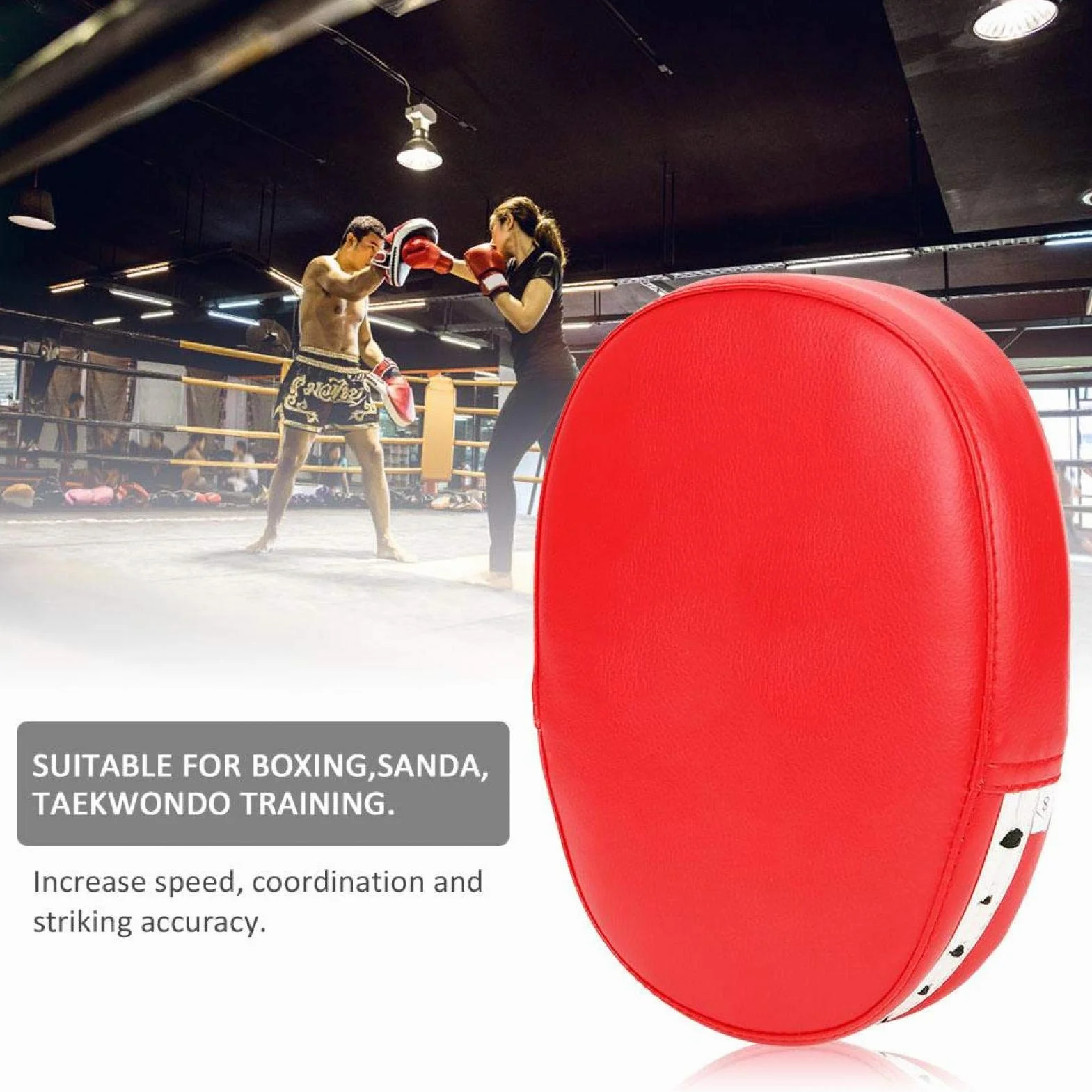 Guante de Boxeo Almohadilla de Mano Focus Punch Pad Kick Palm Pad Entrenamiento Sanda Taekwondo Rojo