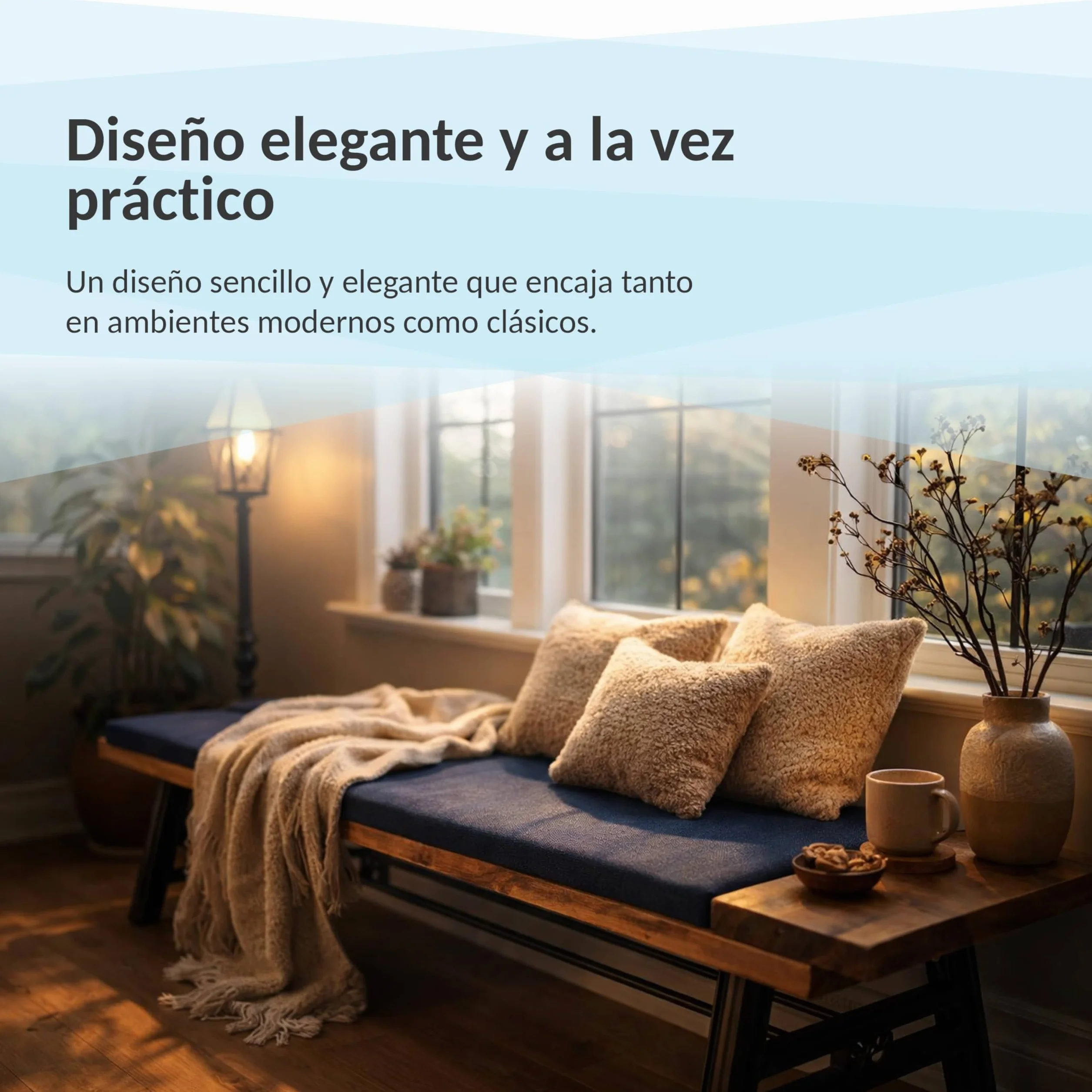 POKAR Cojín de Banco 100x40 cm Funda Extraíble Cintas Antideslizantes Oeko-Tex Antracita