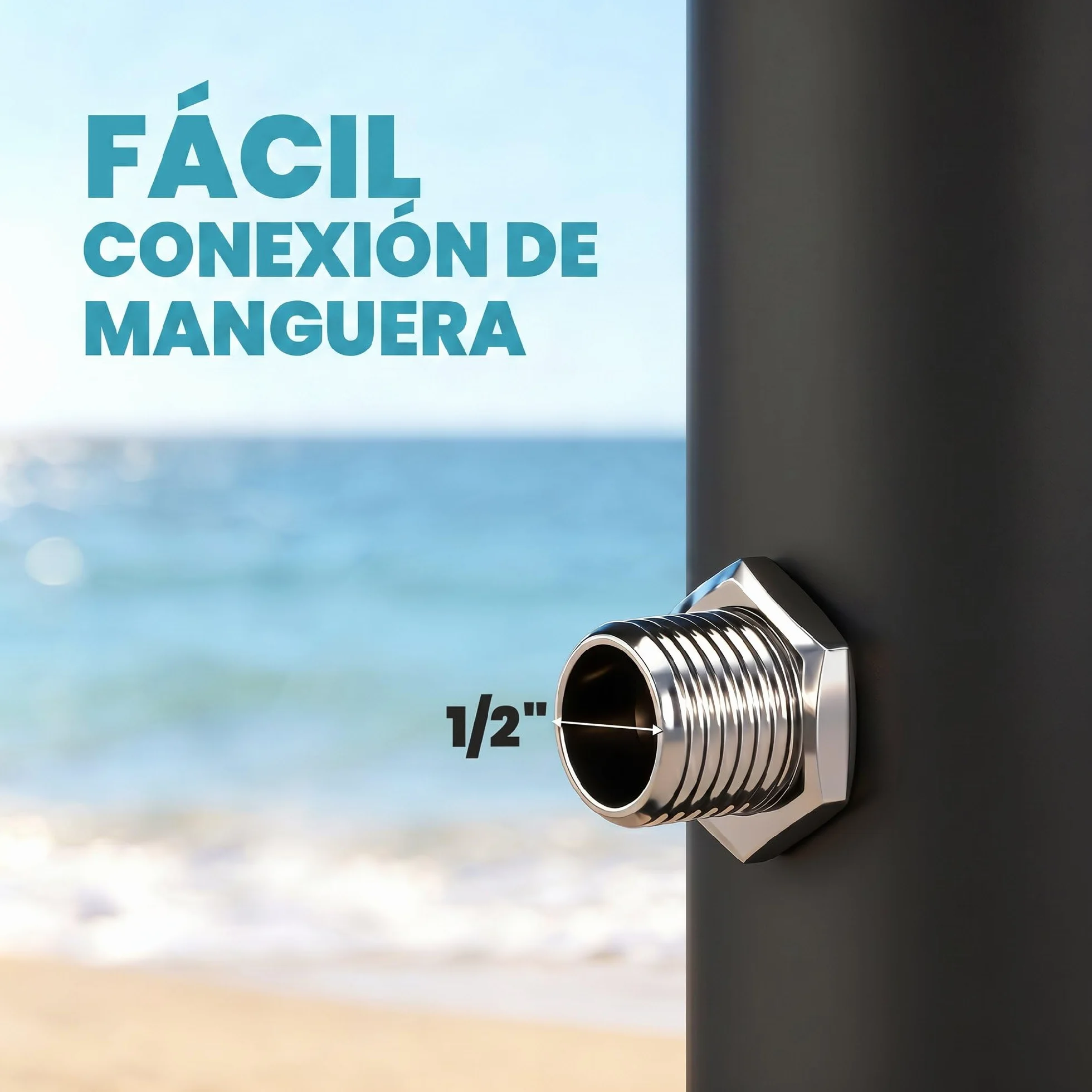 Outsunny Ducha Solar de Jardín 20L Exterior con Cabezal Rociador Agua Fría y Caliente 60°C Protección Congelamiento 42x11x215 cm Negro