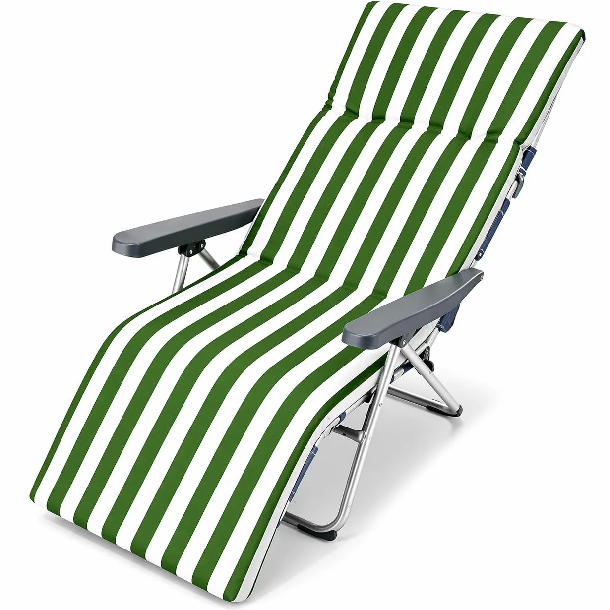 Cojín Tumbona Acolchada Classic Texturas Funda de Loneta Lavable 180x55x8cm Verde