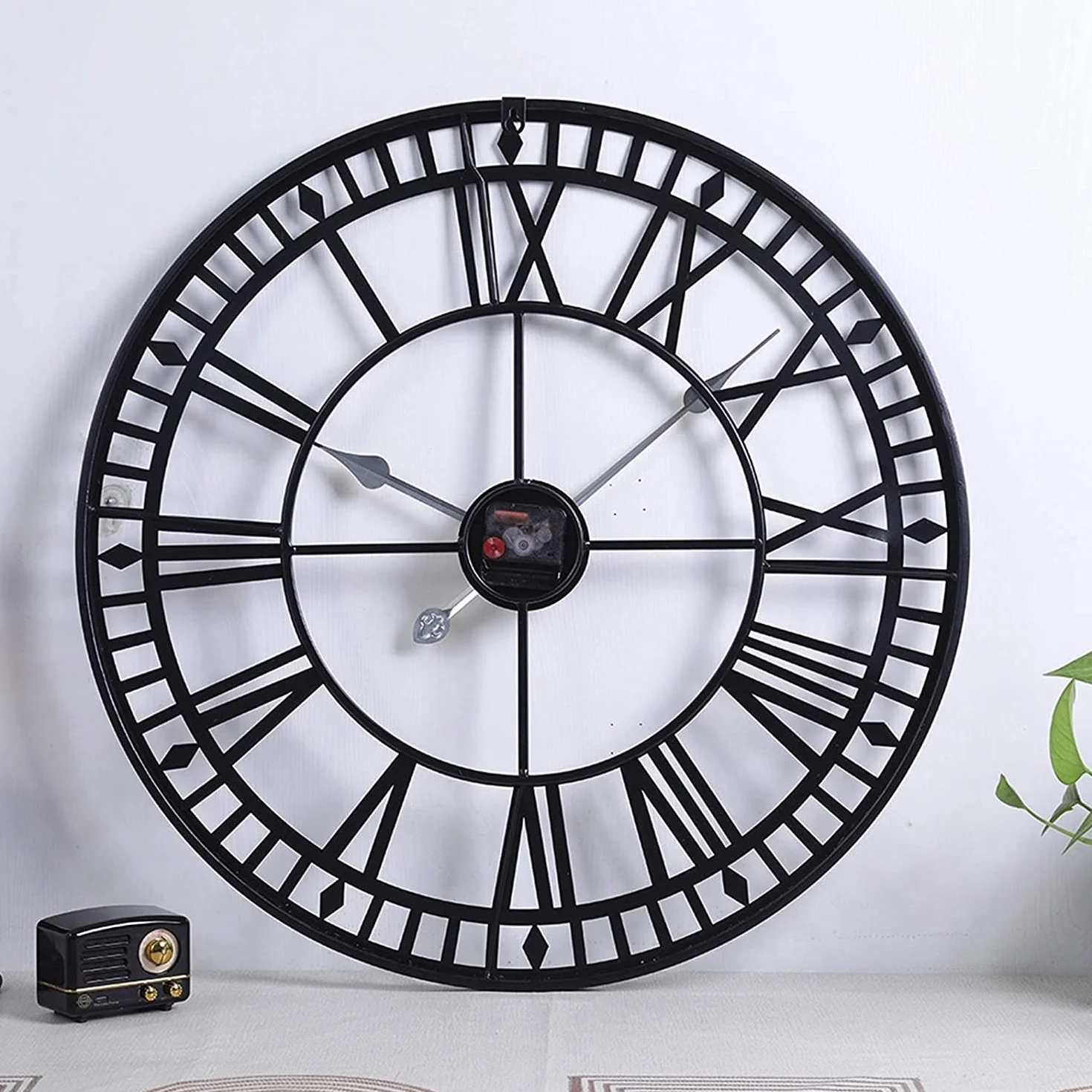Reloj de Pared de Jardín al Aire Libre 80 cm Metal Redondo Números Romanos Impermeable Retro