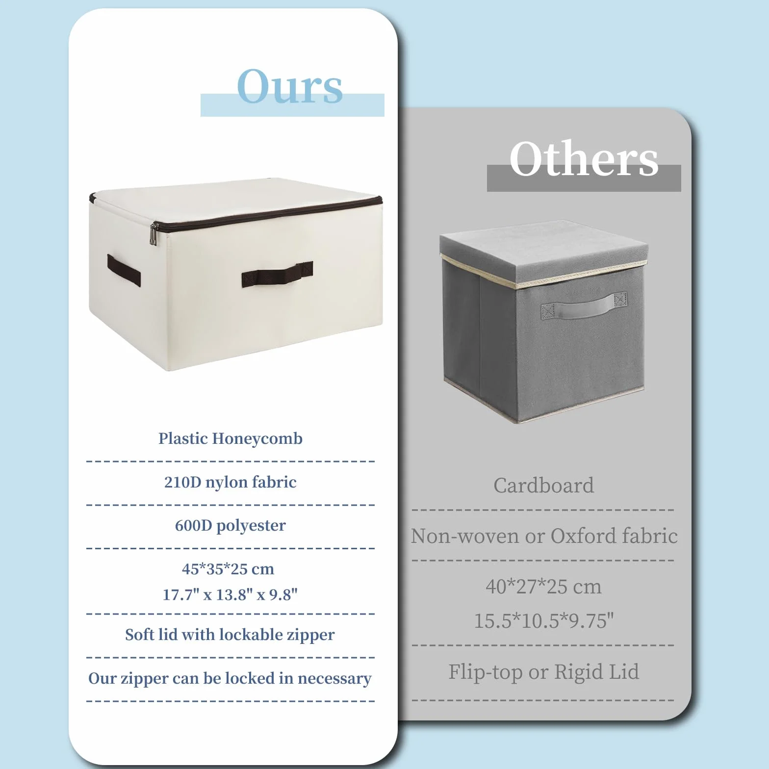 iwill CREATE PRO Cajas de almacenamiento plegables con tapa y asa, 2 unidades, beige
