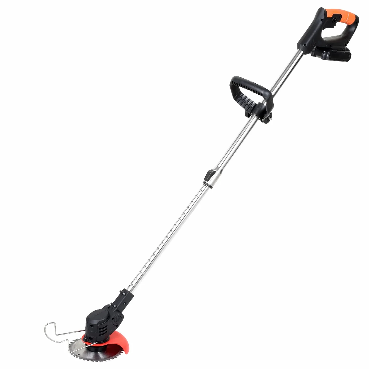 Gimisgu Desbrozadora con batería, cortador de bordes de césped de 24 V con batería de iones de litio de 1,5 Ah y cuchillo de plástico, ancho de corte de 15 cm, mango telescópico, ajuste de ángulo de