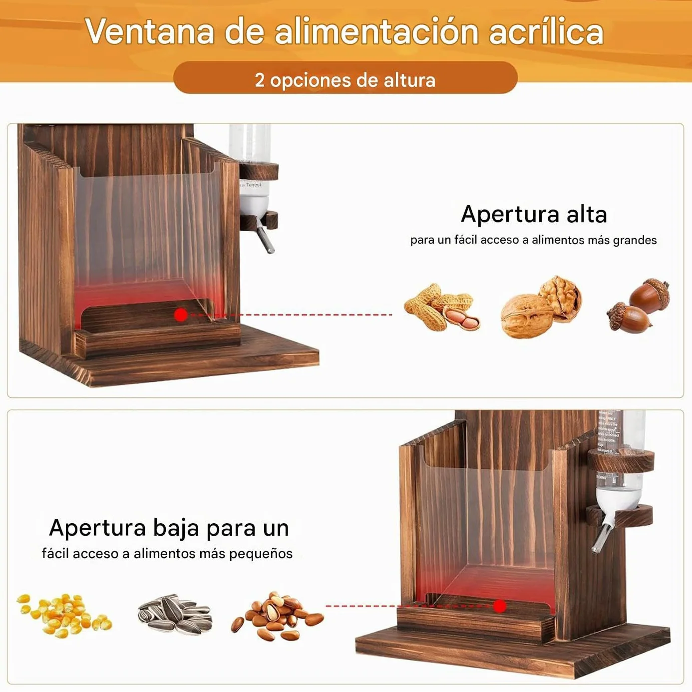 Casas para Ardillas de Exterior, Estación de Alimentación con Bebedero de Madera para Pared con Soporte para Mazorcas de Maíz y Nueces