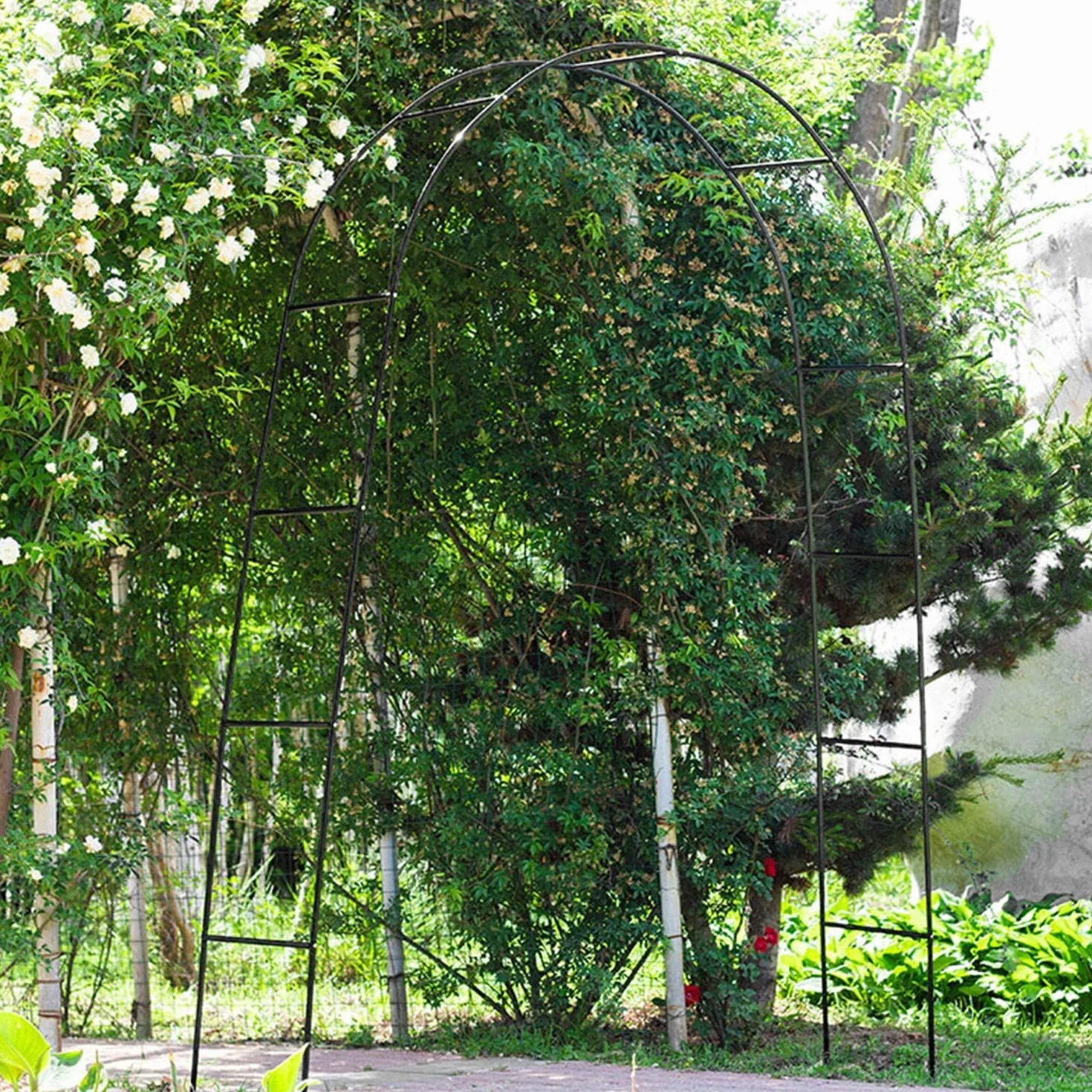 Forever Speed 3PCS Arco de Rosas Trepadoras,Decoracion Jardin Arco de Metal para Plantas Trepadoras 240 x 140 x 38 CM Negro