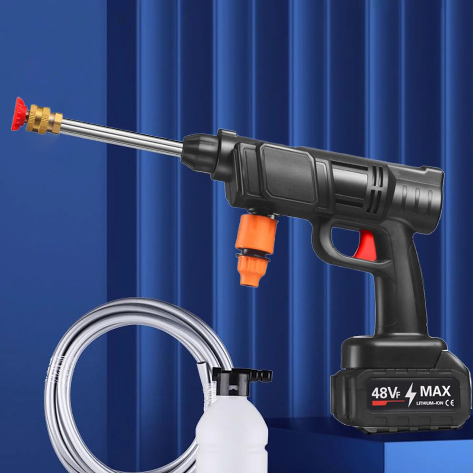 Hidrolimpiadora Inalámbrica Eléctrica Portátil Sin Cable | Máquina de Limpieza Portátil con Manguera de 5 m para Coche Suelos Valla Casa