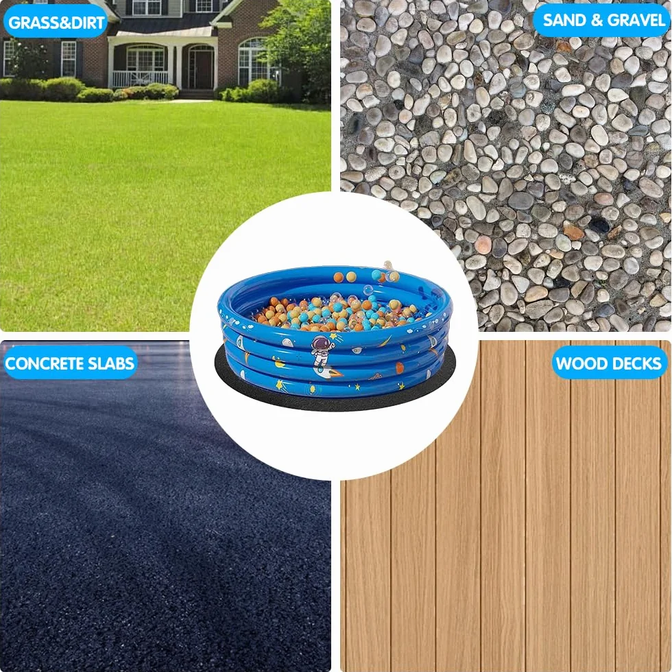 Base de Piscina Redonda 10ft 305cm Lona de Suelo Antideslizante para Piscinas de Pie y Jacuzzis Negro