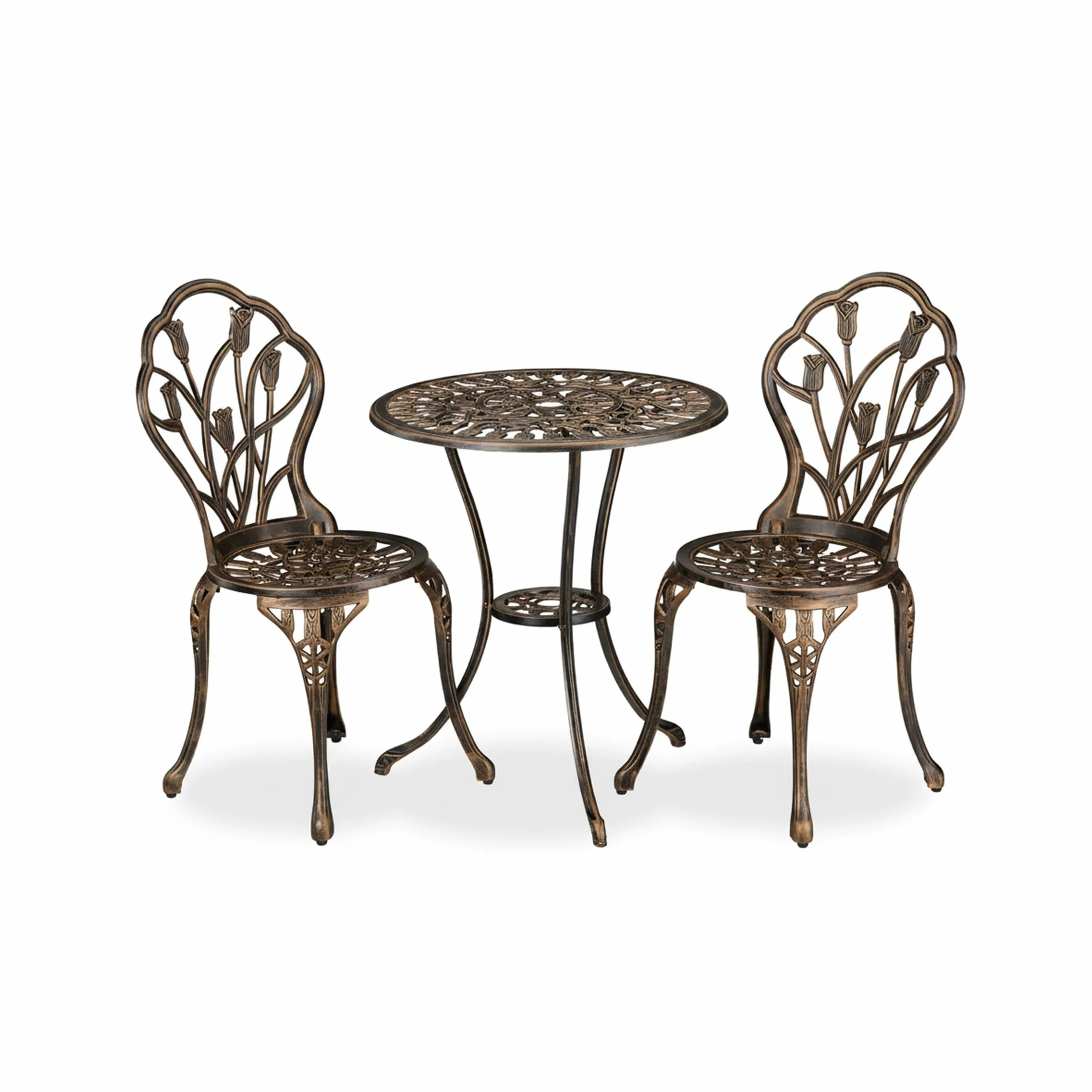 Relaxdays Conjunto Jardín Exterior Mesa y Sillas Terraza Aluminio Fundido Negro/Bronce