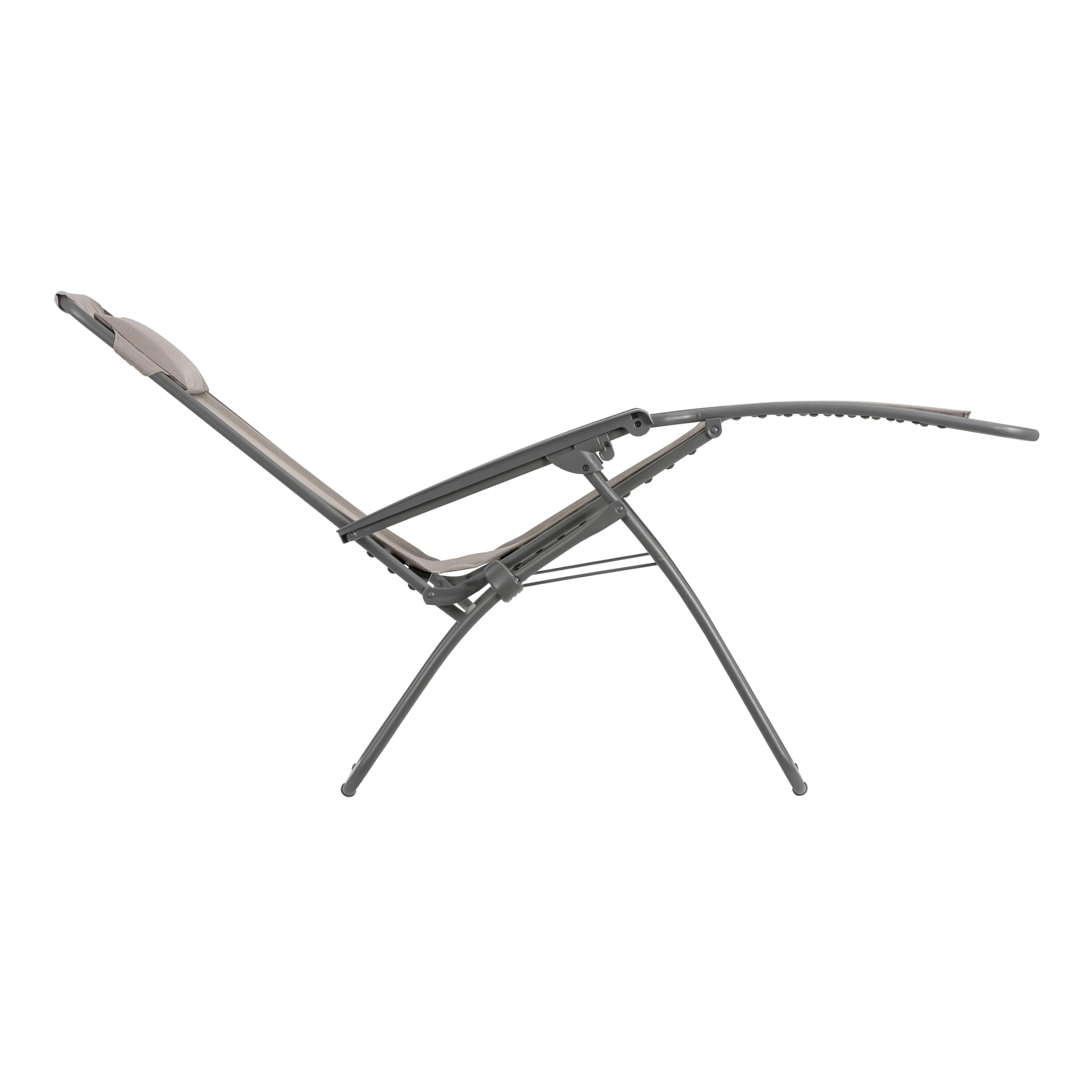 Lafuma Mobilier - R Clip PL AMZ - Silla Relax Gravedad Cero – Silla Reclinable Plegable Multiposición para Terraza, Jardín y Balcón - Fabricado en Francia - Castaño Beige/Titanio