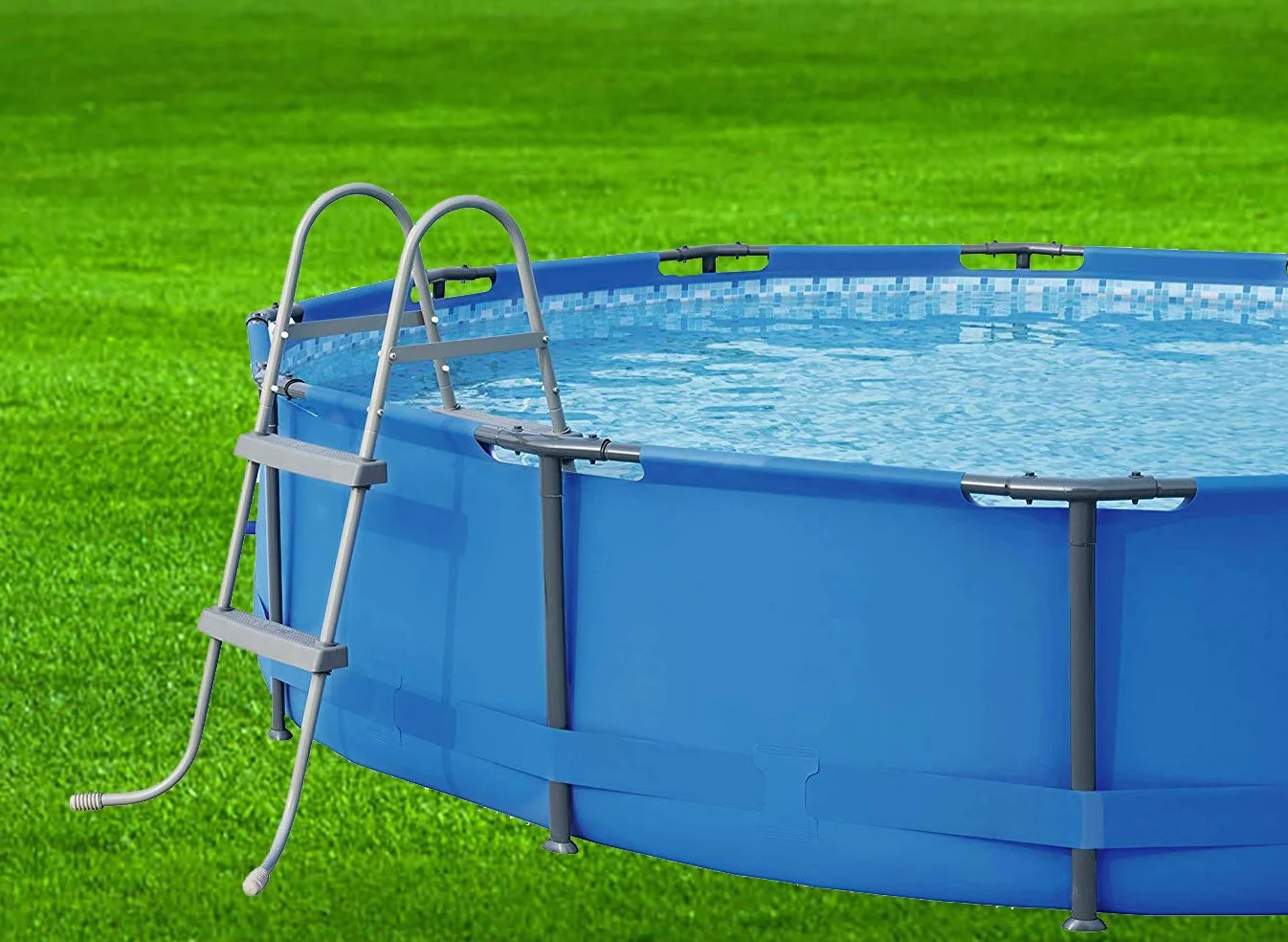 Escalera de Seguridad para Piscina Desmontable de Acero anticorrosión 150 kg 81 cm