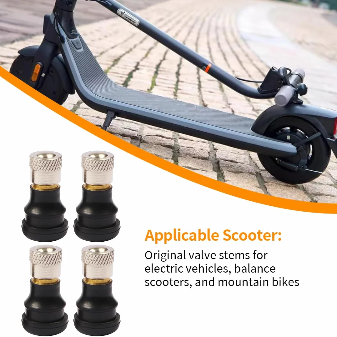 Válvula de Neumático Tubeless 4Pcs - Válvula antiretorno Aire Compatible con Patinete Eléctrico - Recta, Reemplazo