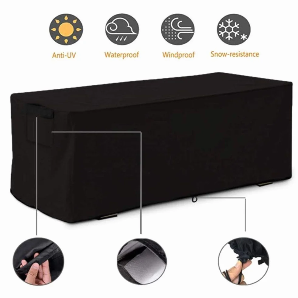 Cubierta Impermeable para Caja de Almacenamiento de Jardín 123x62x55cm Negro