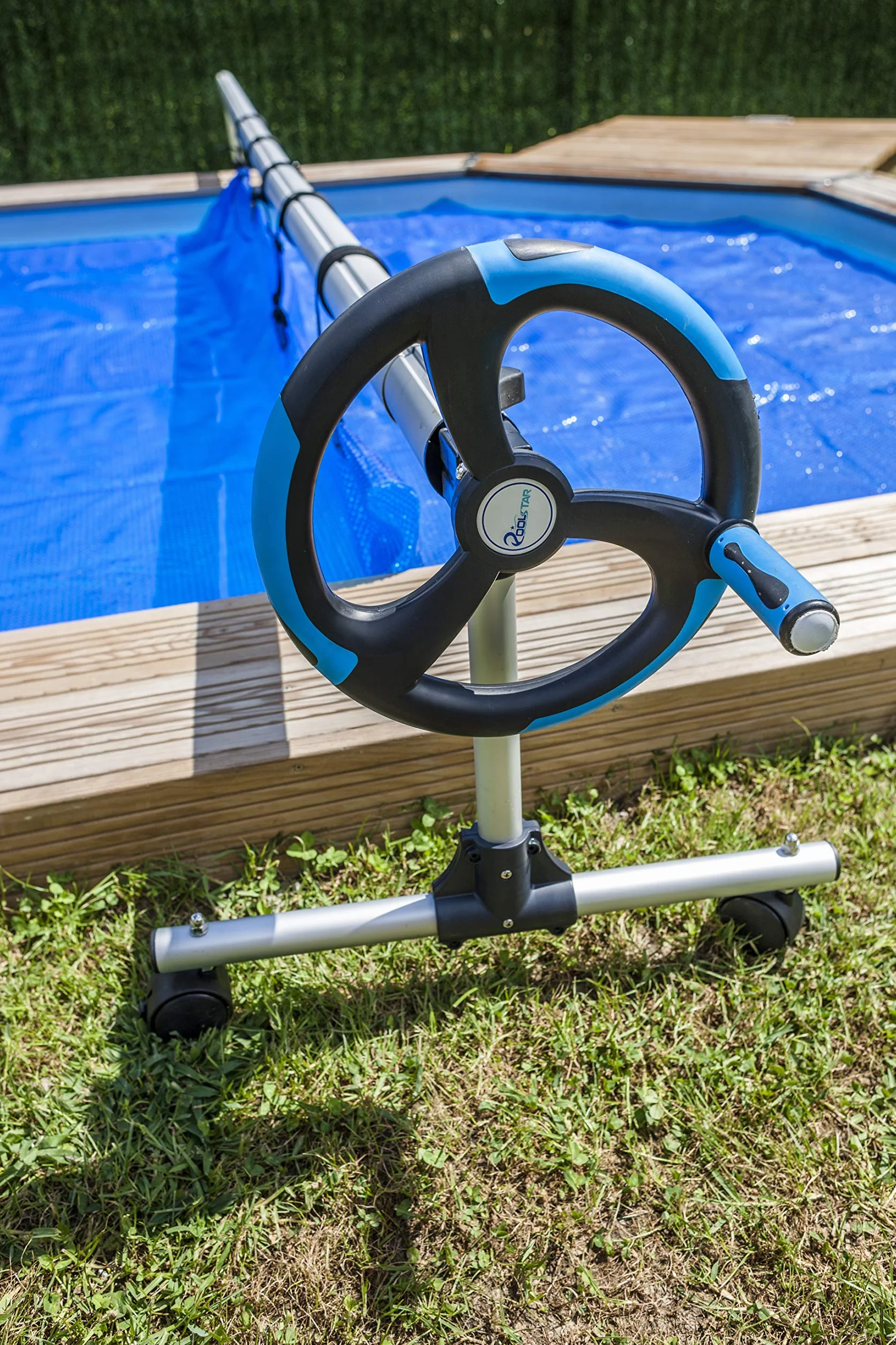 Enrollador Telescópico para Piscinas Enterradas Ancho Máximo 5,50 m Aluminio Anodizado Ruedas Giratorias
