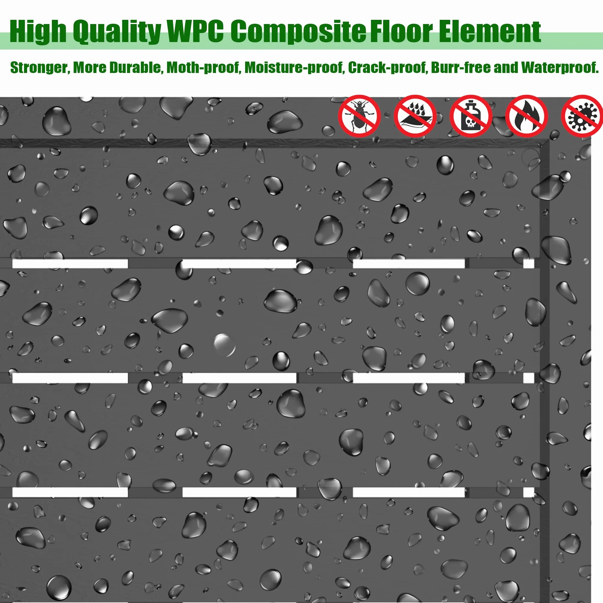 Suelo de plástico WPC antideslizante 100x56x4 cm para escalera de piscina