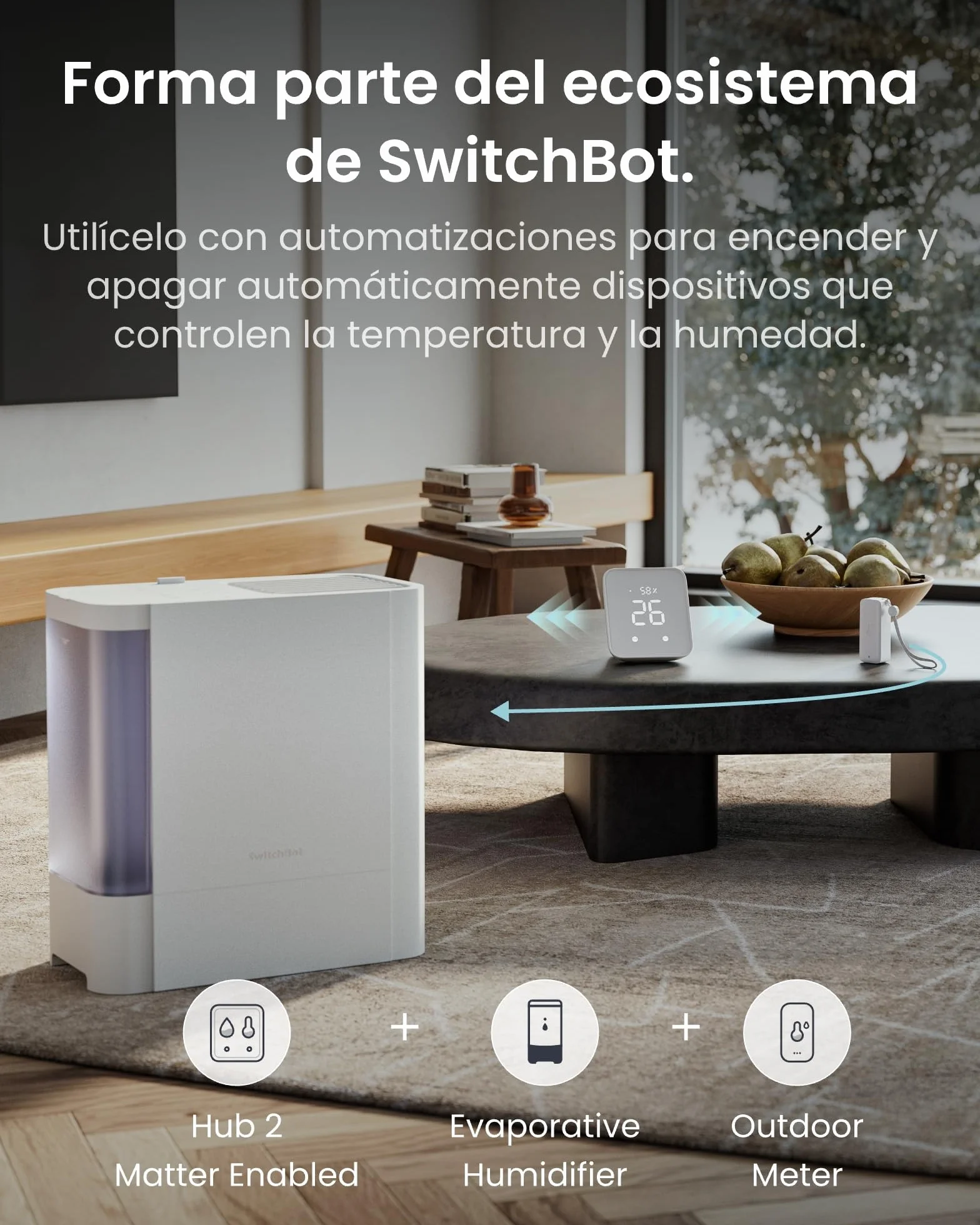 SwitchBot Termómetro Higrómetro de Exterior IP65, 100m Bluetooth, Sensor de Humedad Absoluto, 2 años de Batería