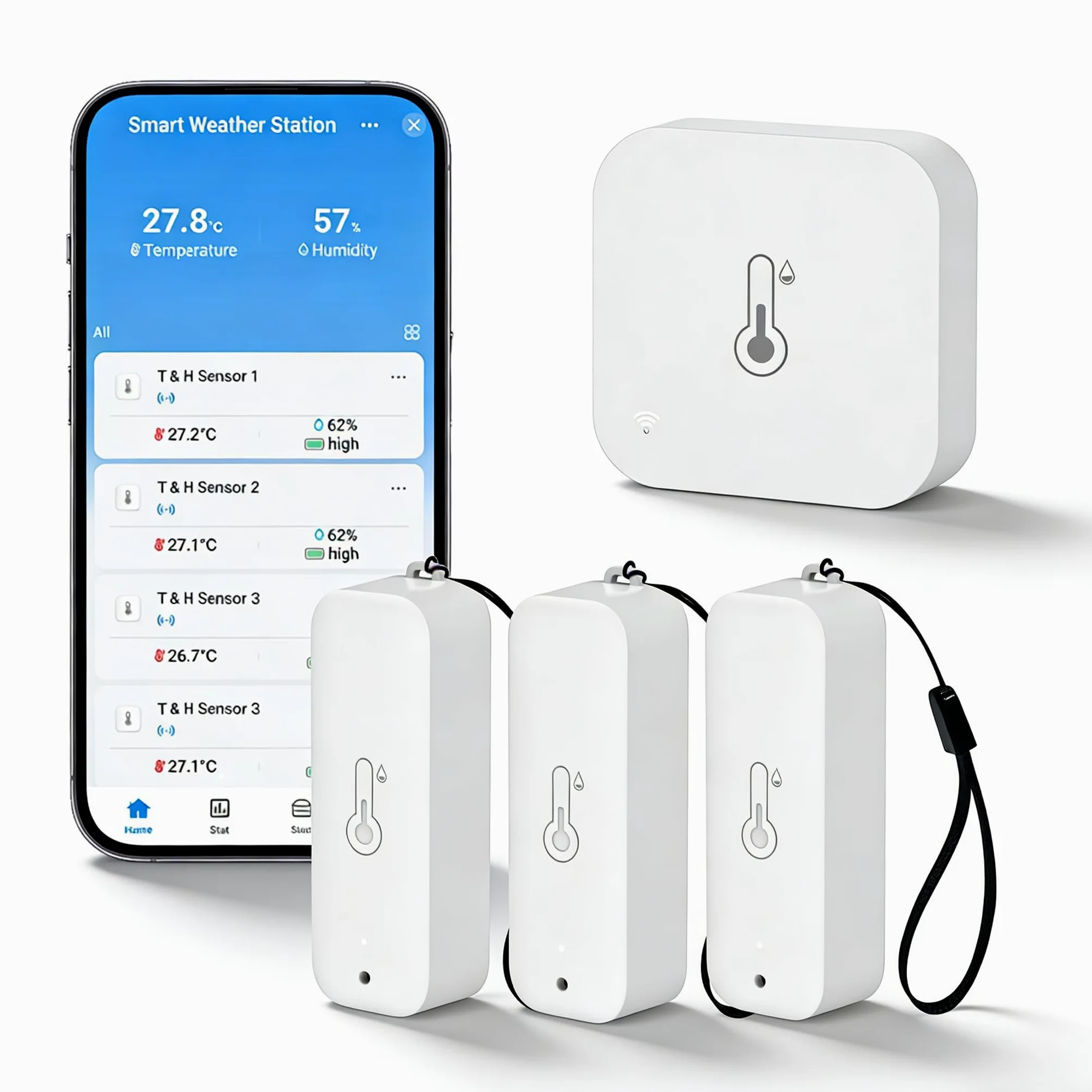 Termómetro higrómetro WiFi para interiores y exteriores: sensor inteligente de temperatura y humedad con notificación de aplicación y almacenamiento de datos, alcance de 150 m, compatible con Alexa, 3